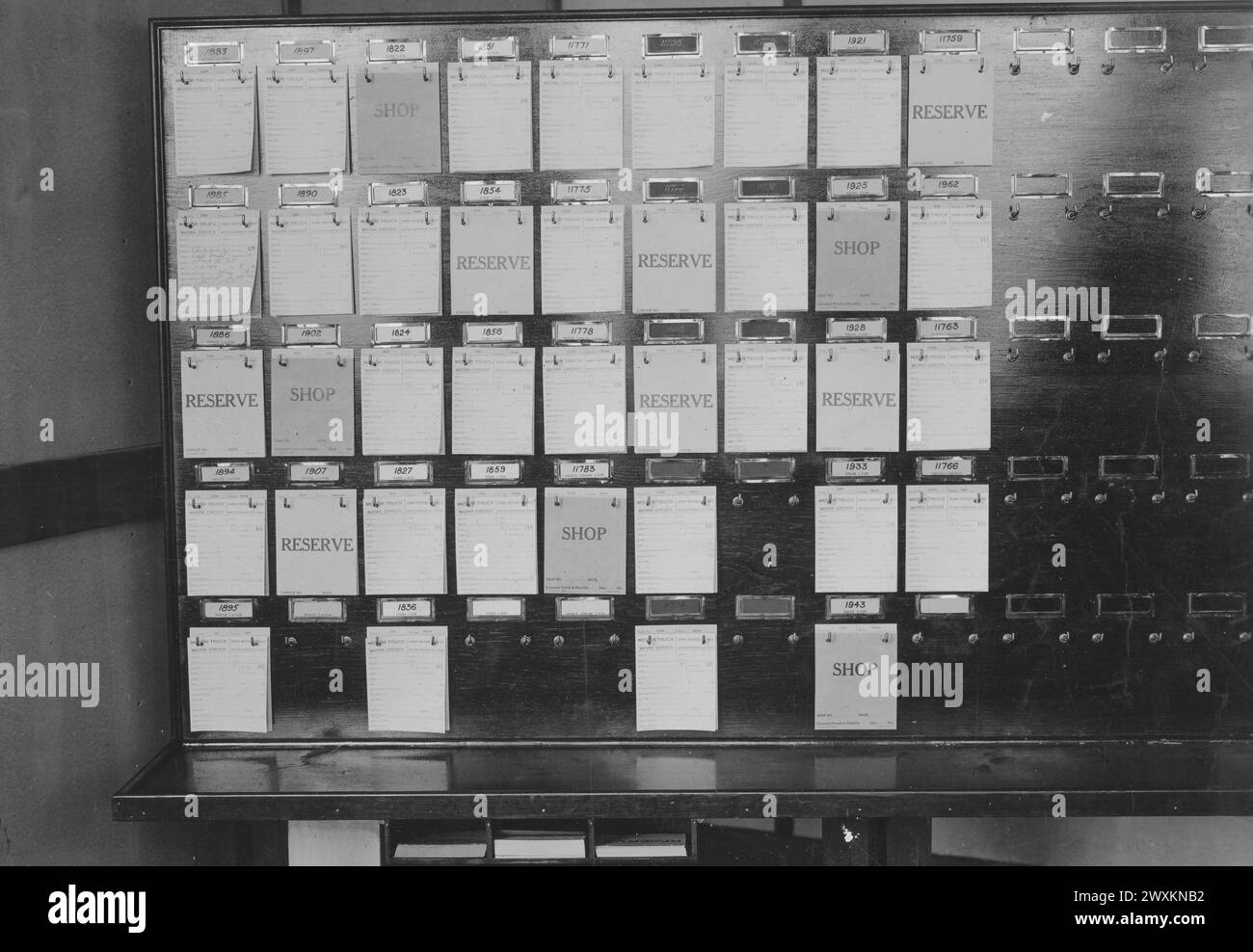 Original caption Planning board used to record the dispatching of