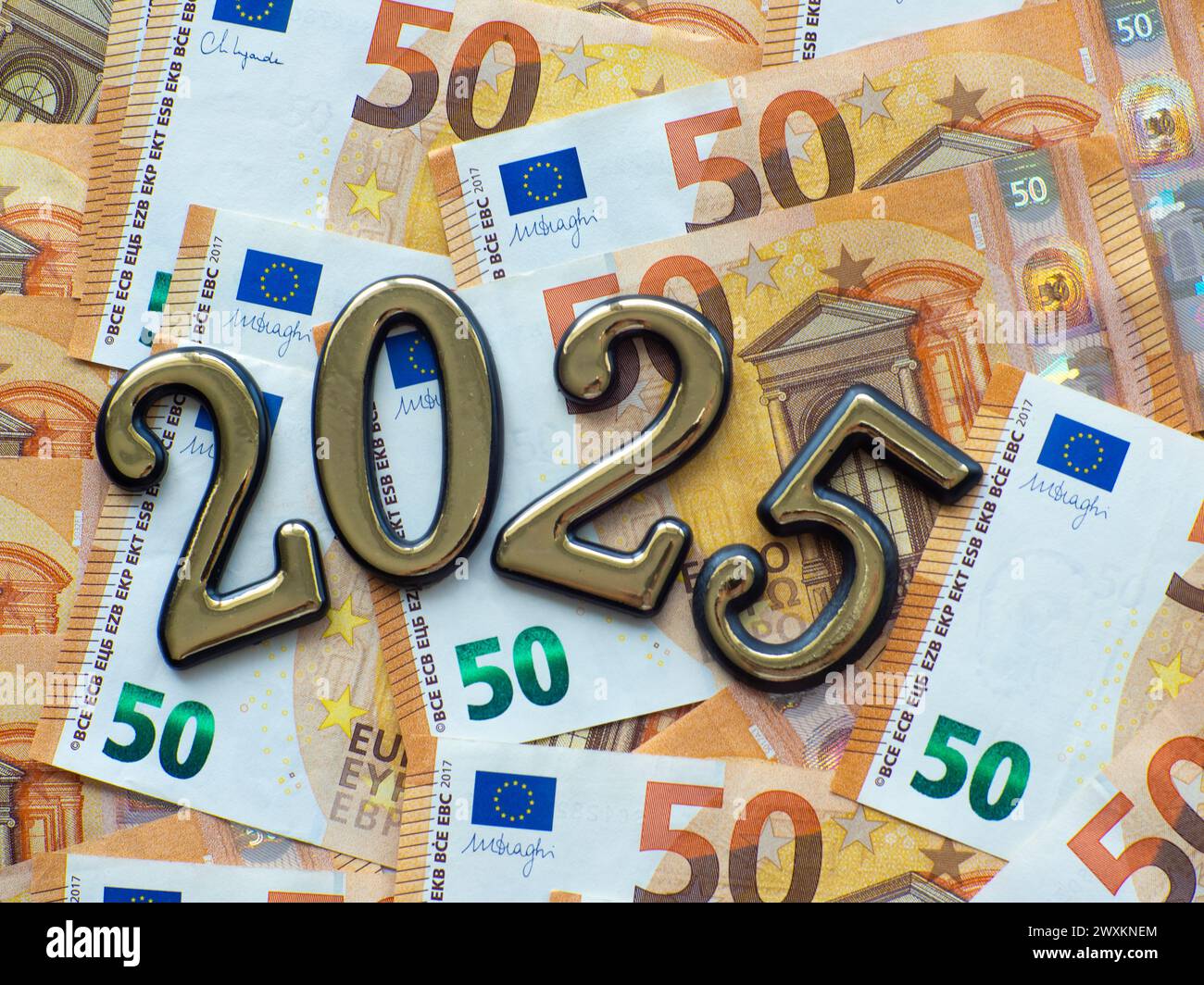 Background of the fifty euros banknotes and 2025 Stock Photo Alamy