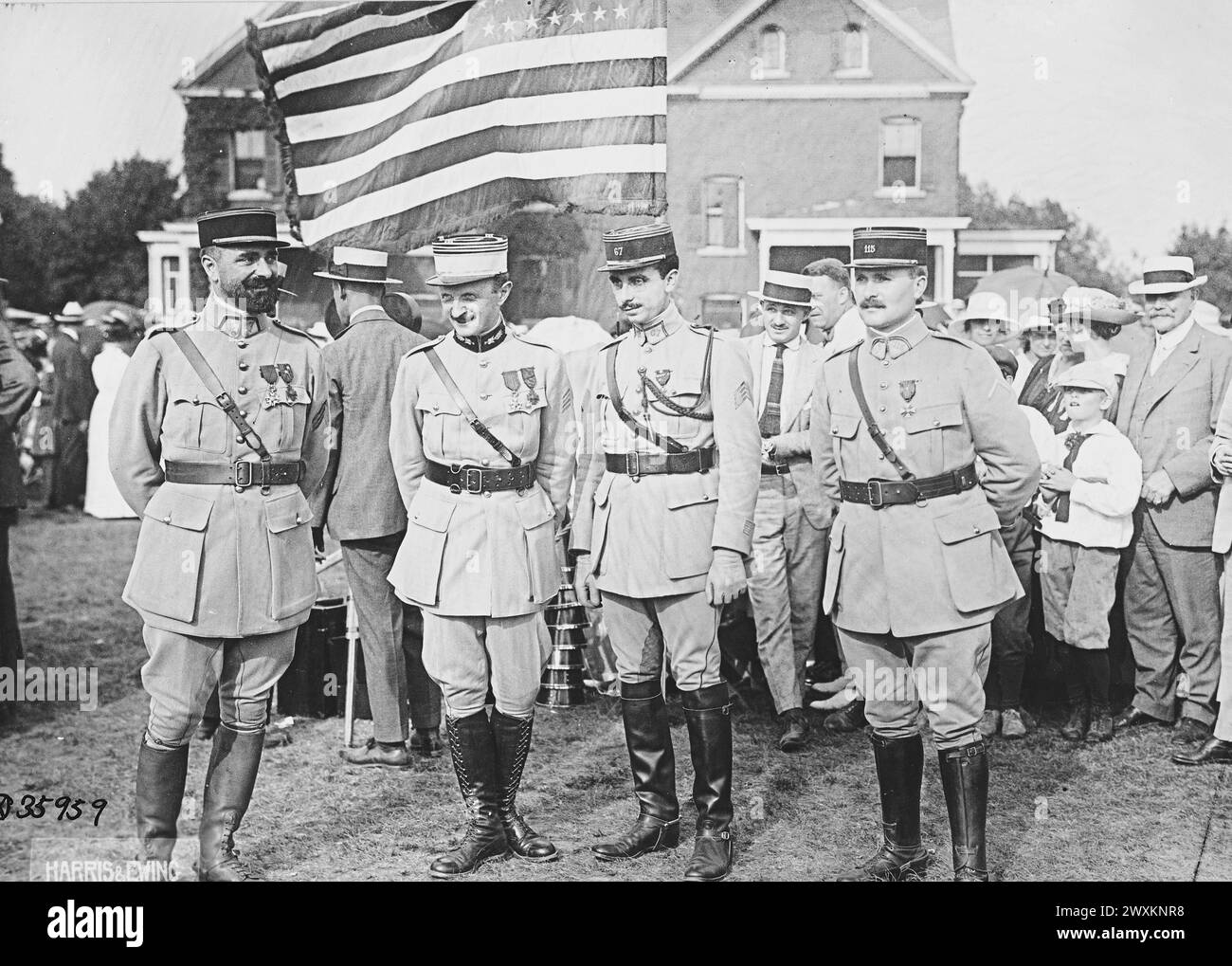 WWI Photos - Allied officers watching drills at For Myer ca. 1918 Stock Photo