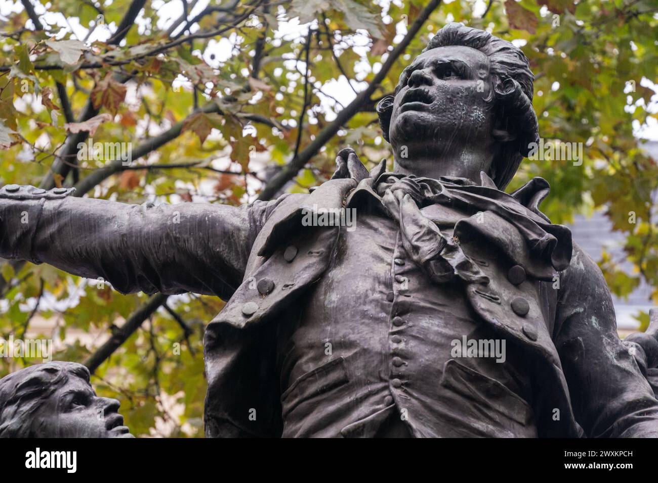 This statue, sculpted by Auguste Paris, depicts Georges Jacques Danton who was a leading figure in the early stages of the French Revolution. Stock Photo