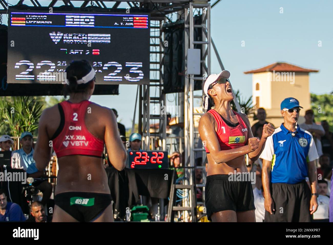 Saquarema, Brazil. 31st Mar, 2024. Xue Chen (R, front)/Xia Xinyi ...