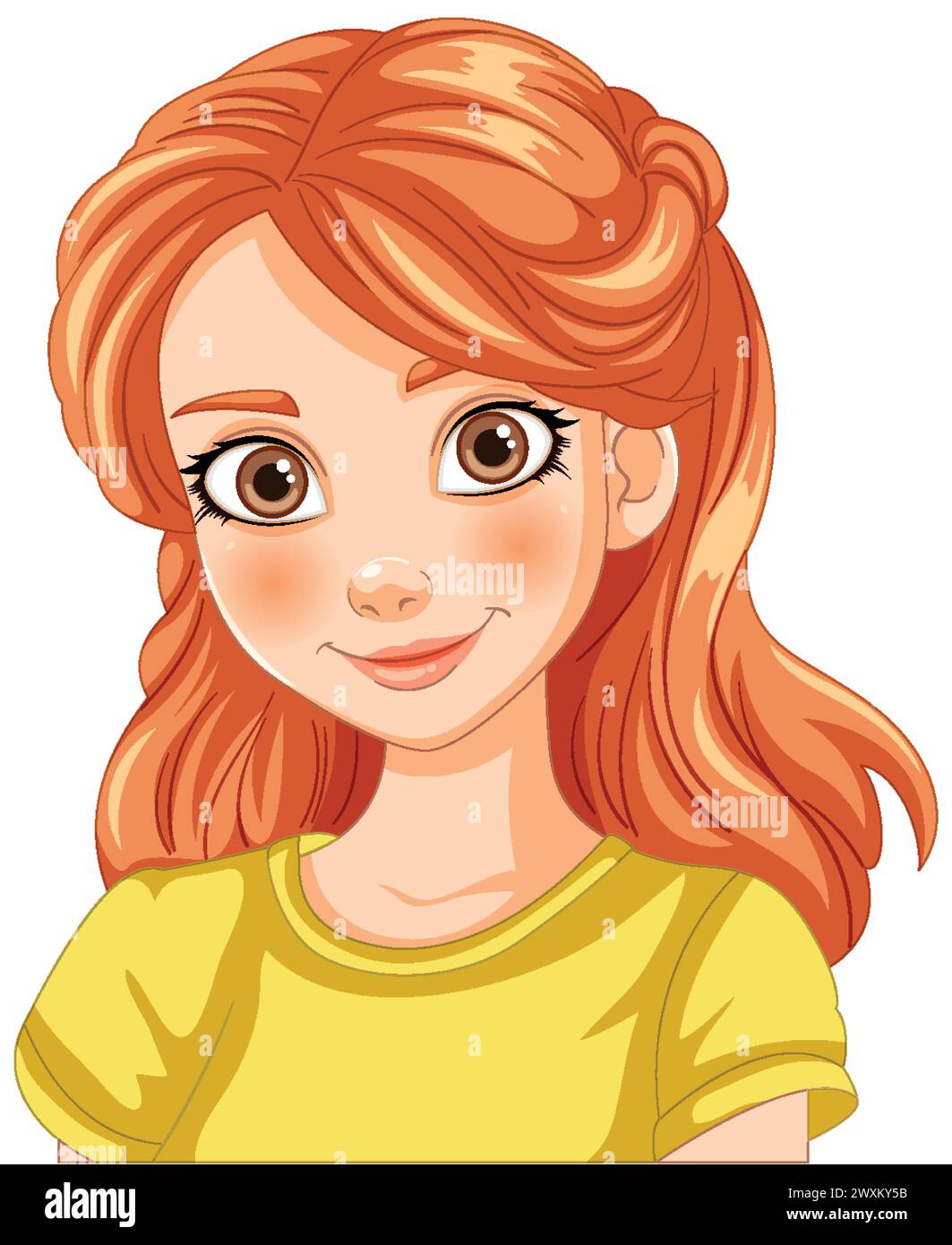 Illustration of a cheerful young girl with red hair Stock Vector Image ...