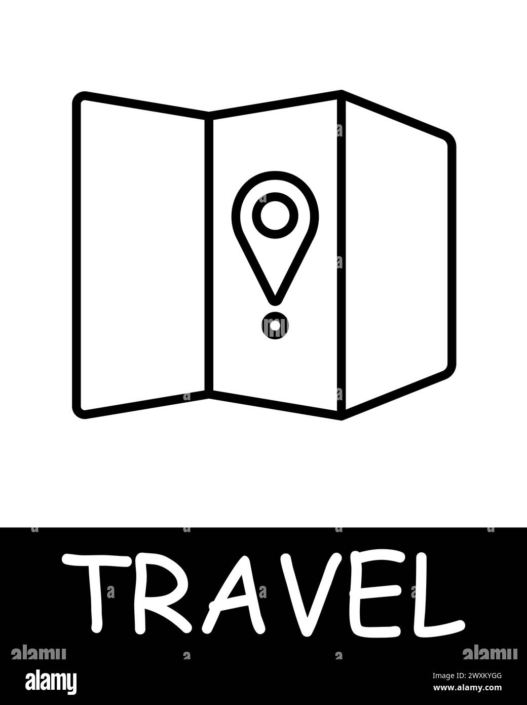 Gps label line icon. Booklet, map, travel, road, trip, adventure ...
