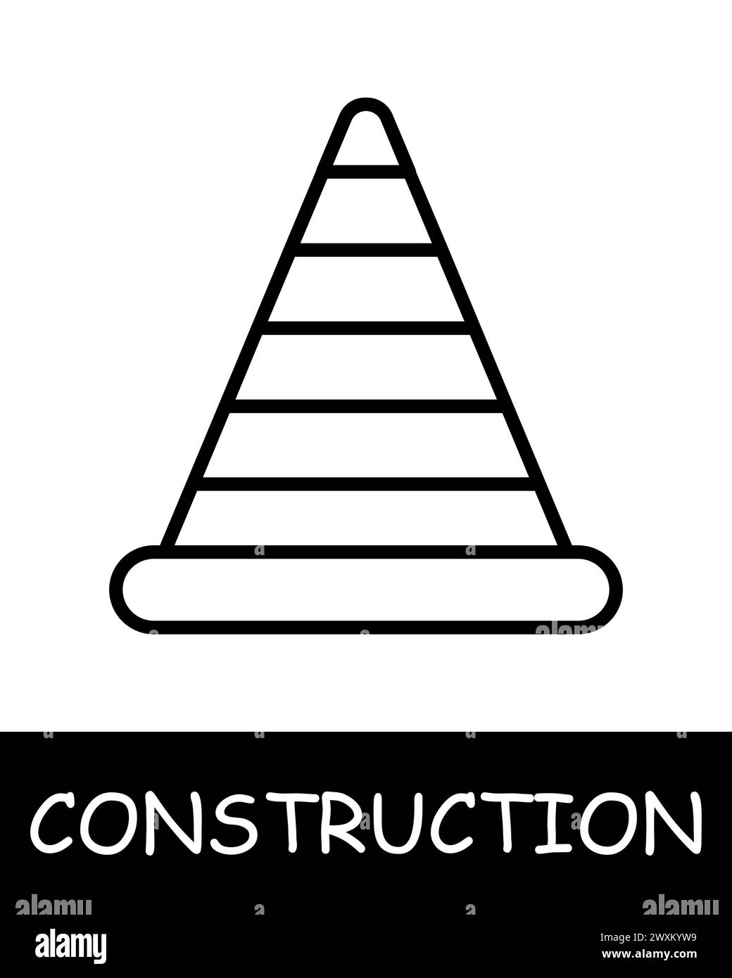 Cone line icon. Safety precautions, construction, foreman, building, cement, foundation, architecture, roof, project, work. Vector line icon for busin Stock Vector