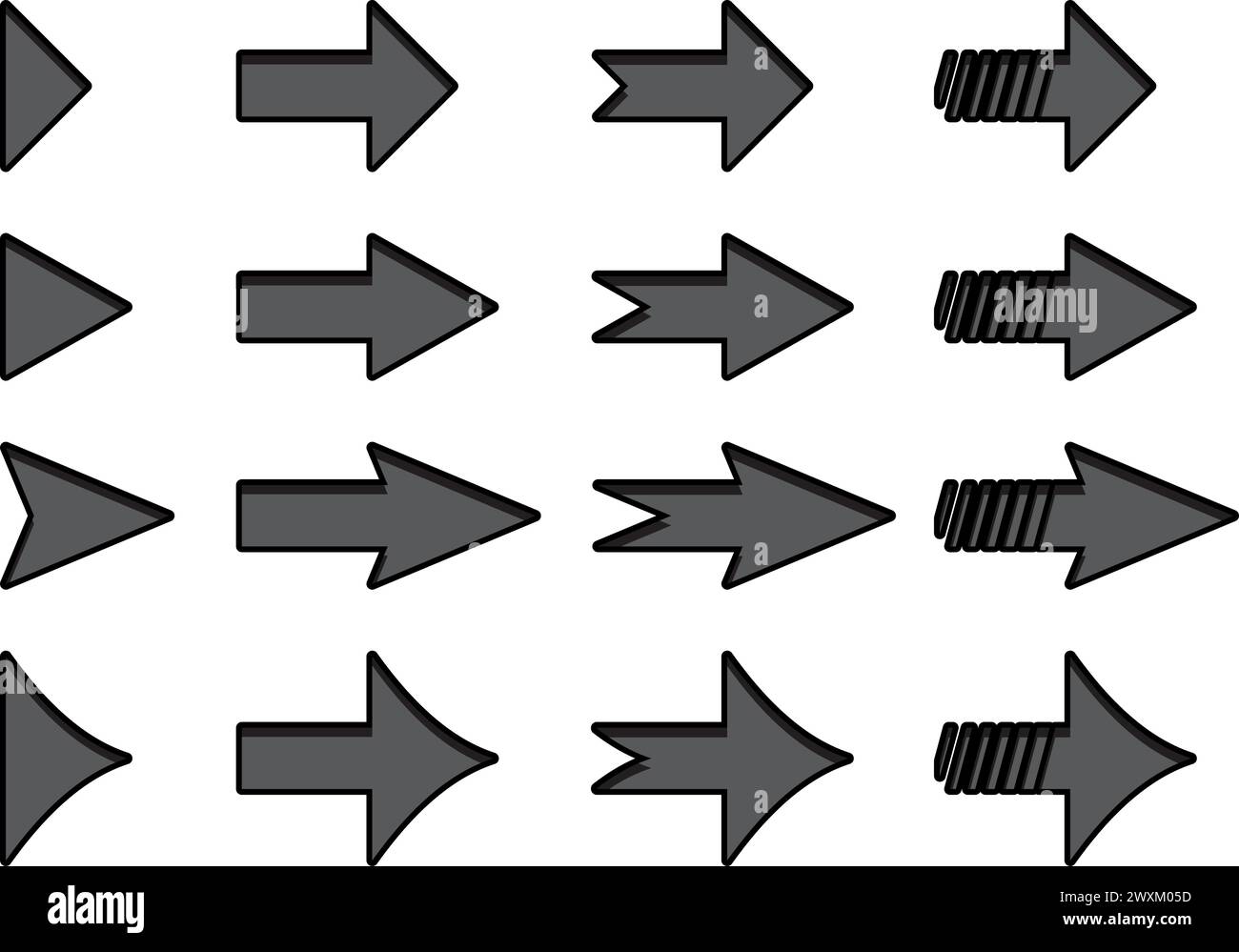 Arrows big black set icons. Freehand arrow icon. Arrow vector ...