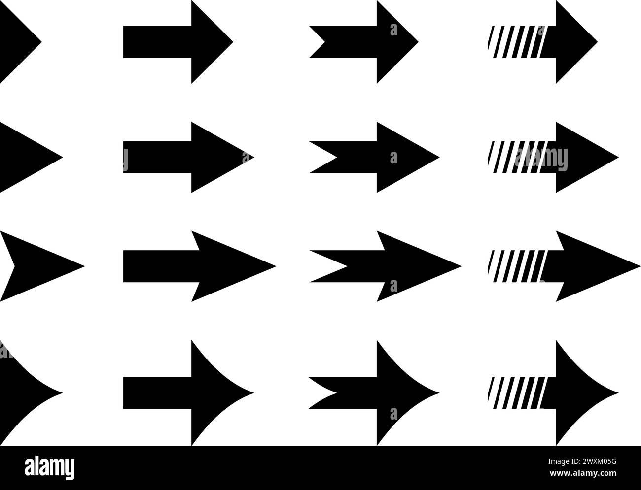 Arrows big black set icons. Freehand arrow icon. Arrow vector ...