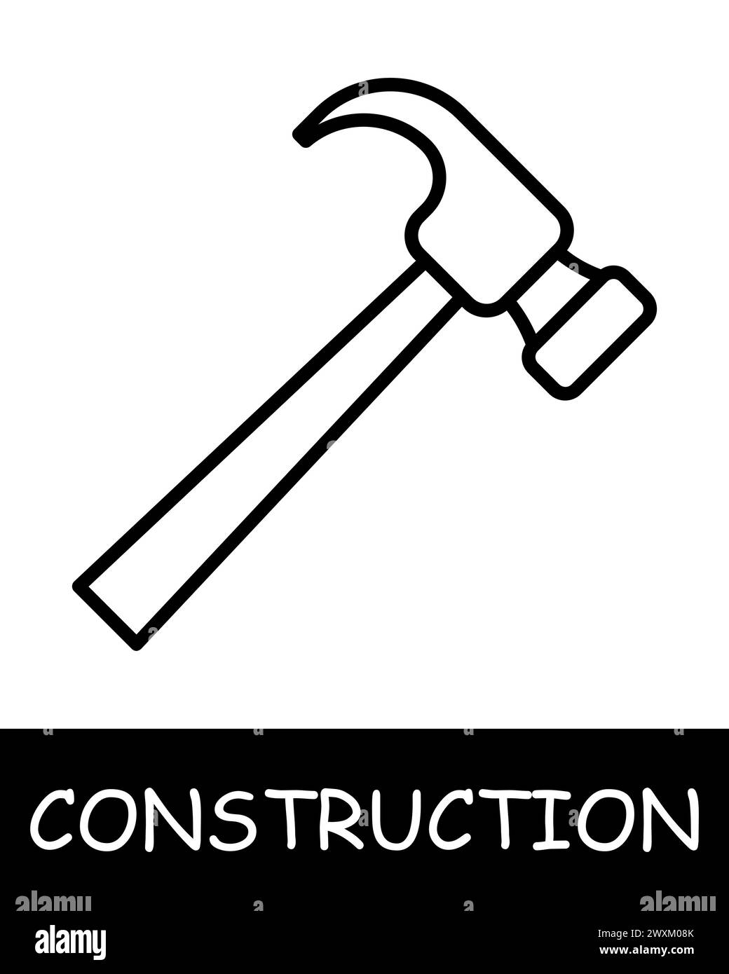 Hammer line icon. Nails, pen, construction, foreman, building, cement ...