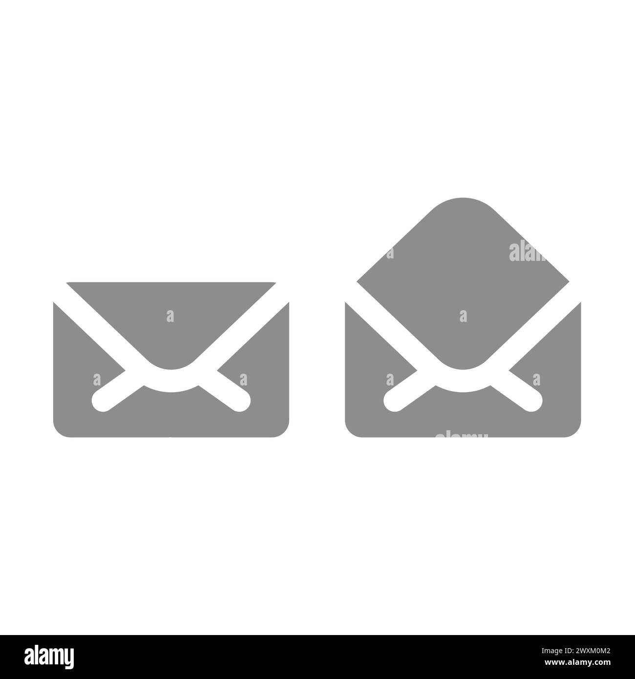Letter, open and closed envelope vector icon. Email, mail filled symbol. Stock Vector