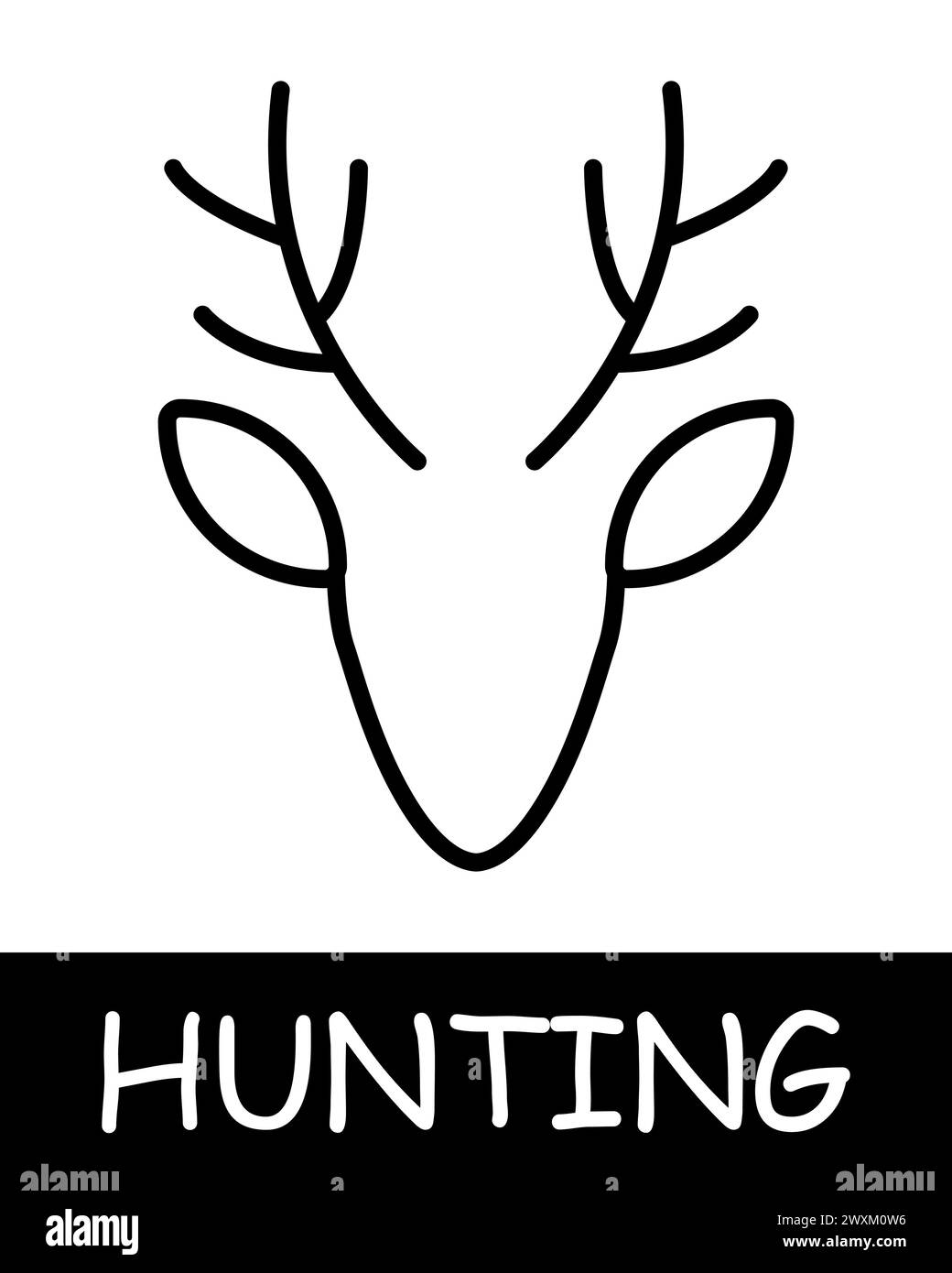 Deer line icon. Leather, antlers, trophy, hunting, game, fishing, prey