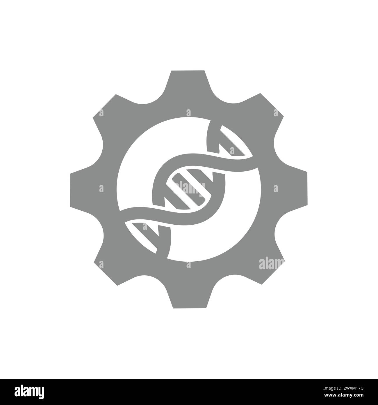 Bioengineering with dna and gear vector. Biotechnology, human genome icon. Stock Vector