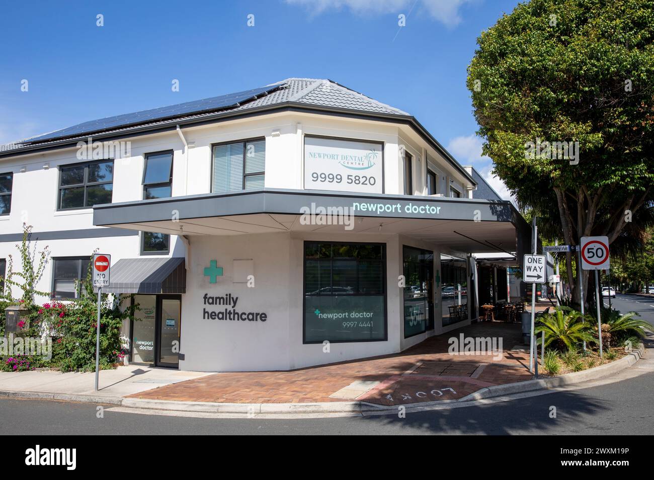 Australian Doctor GP surgery and Dental practice combined, for family healthcare in the Sydney suburb of Newport Beach,NSW,Australia Stock Photo