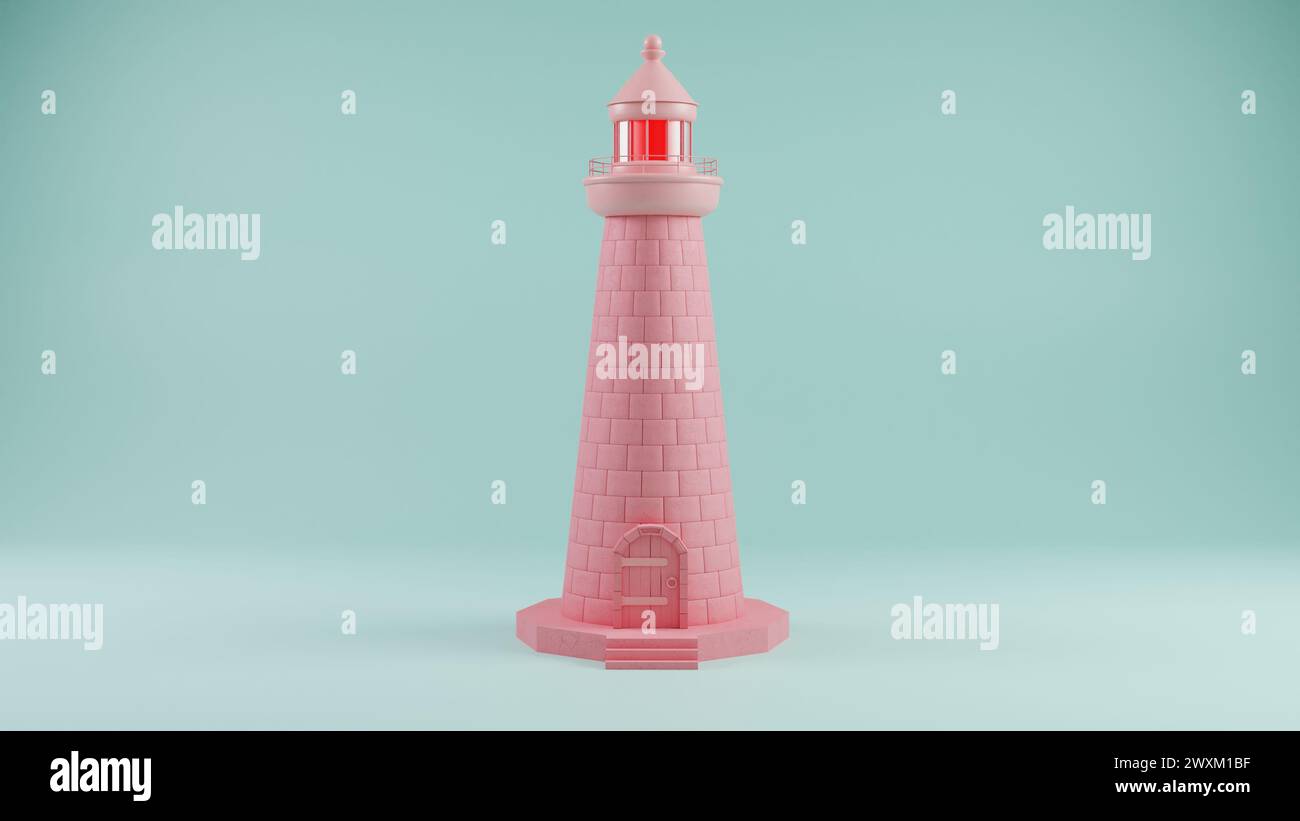 Minimalist Pink Lighthouse: A Symbol of Guidance and Tranquility Stock ...
