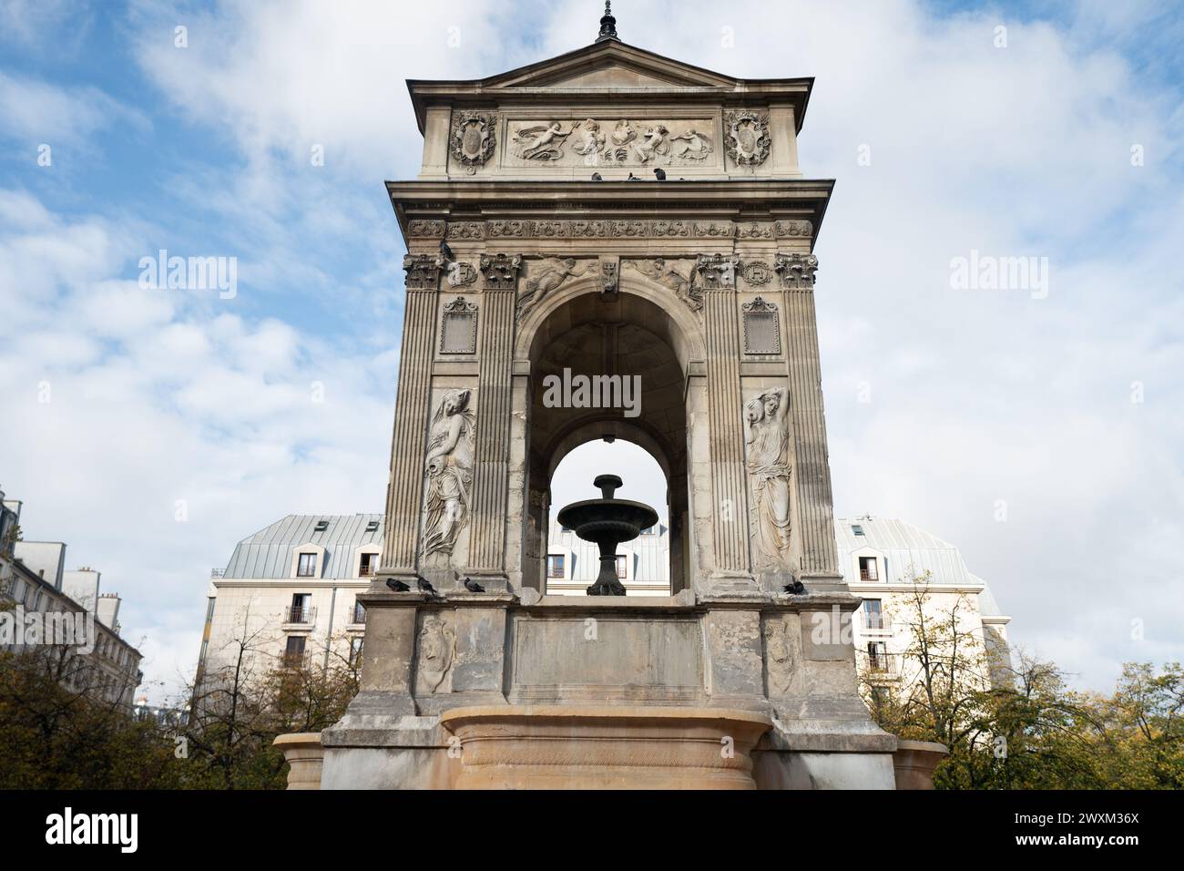 Fountain of innocents square in Paris, France Stock Photo