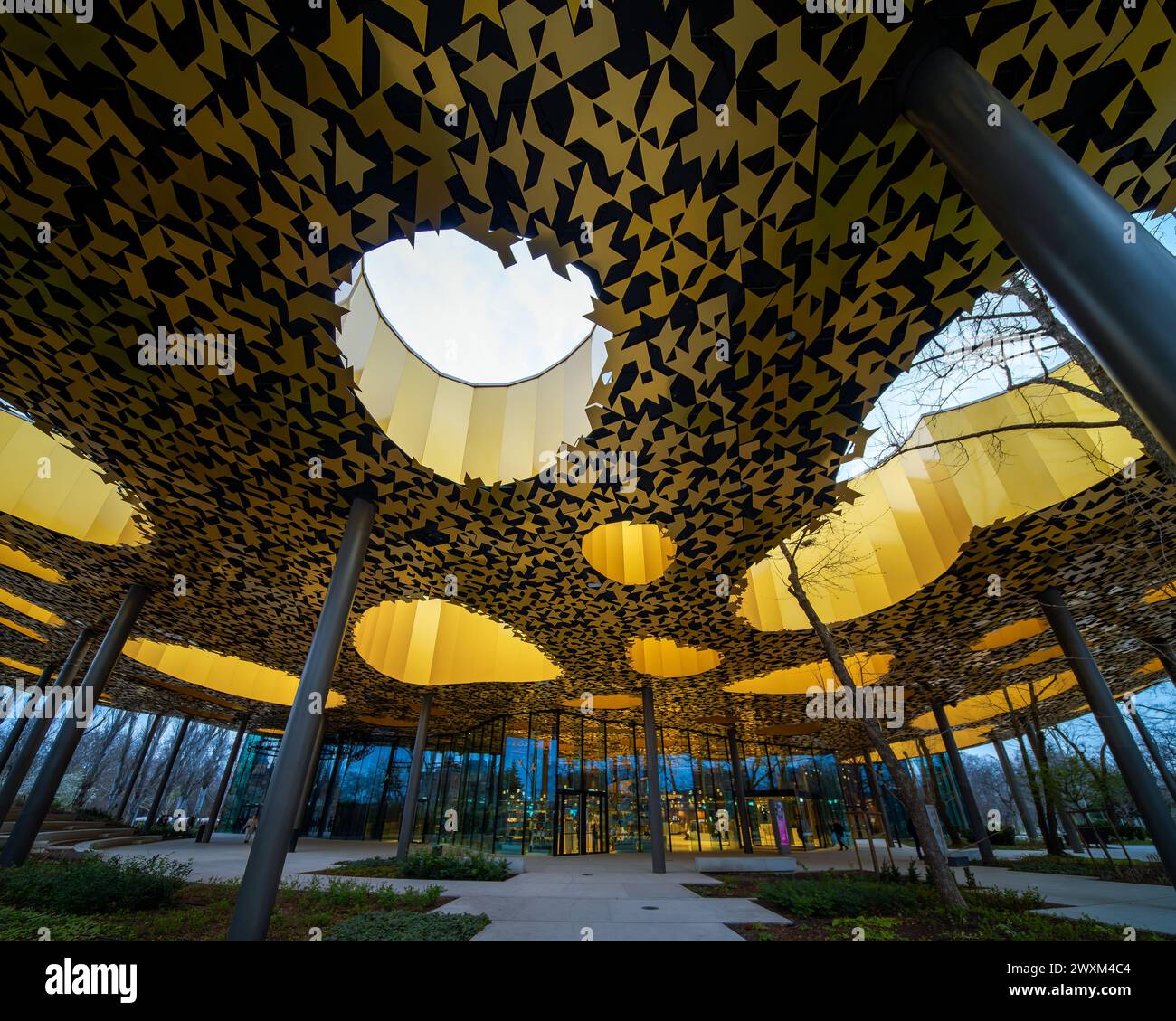 Budapest, Hungary - 02.10. 24. House of Music, (Magyar Zene Haza), contemporary music hall. Amazing building in city park (varosliget). Stock Photo