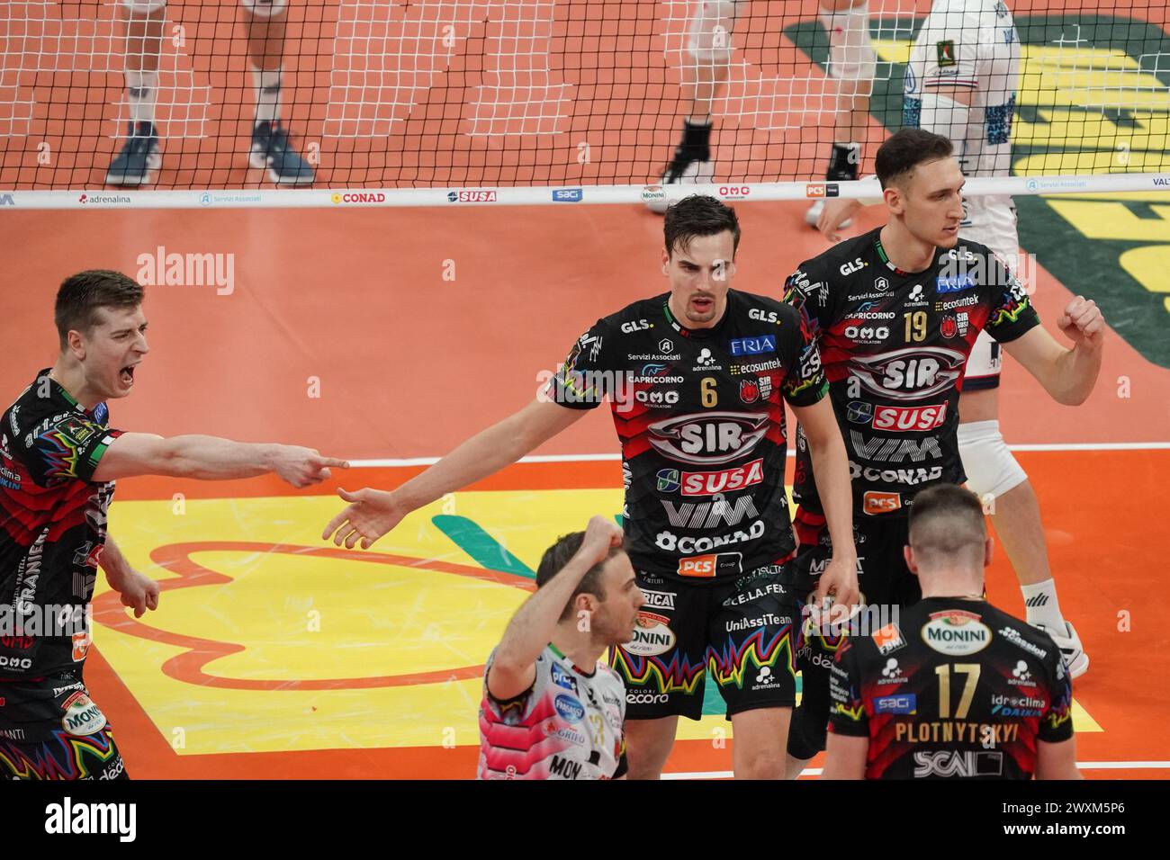 Perugia, Italy. 31st Mar, 2024. sir susa vim perugia rejoices during