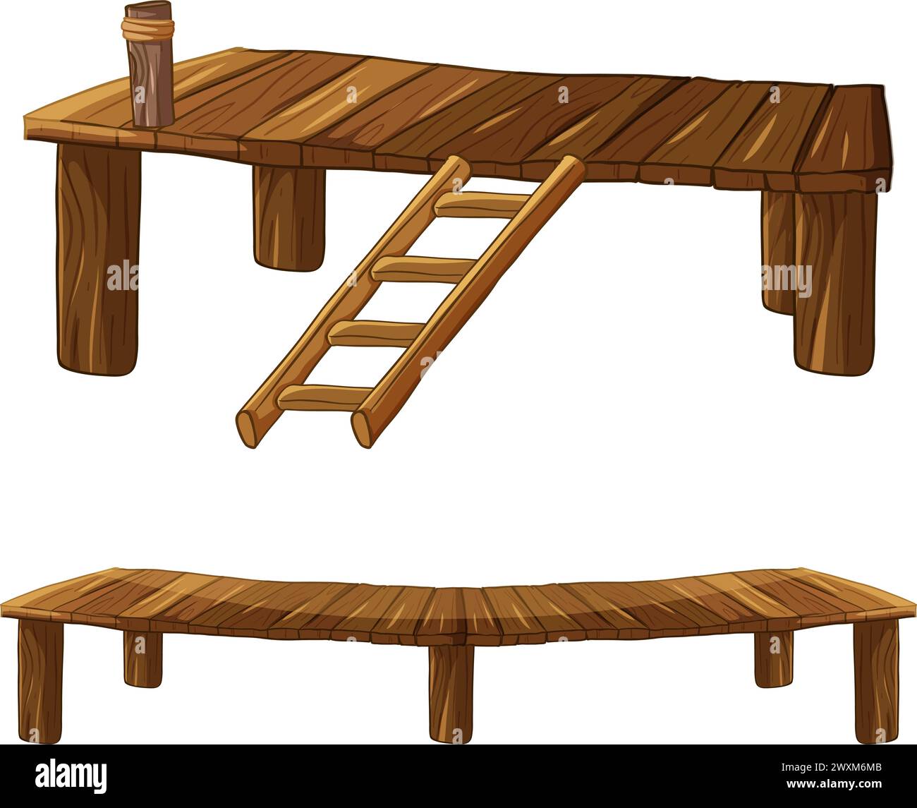 Vector illustration of a wooden table with ladder Stock Vector