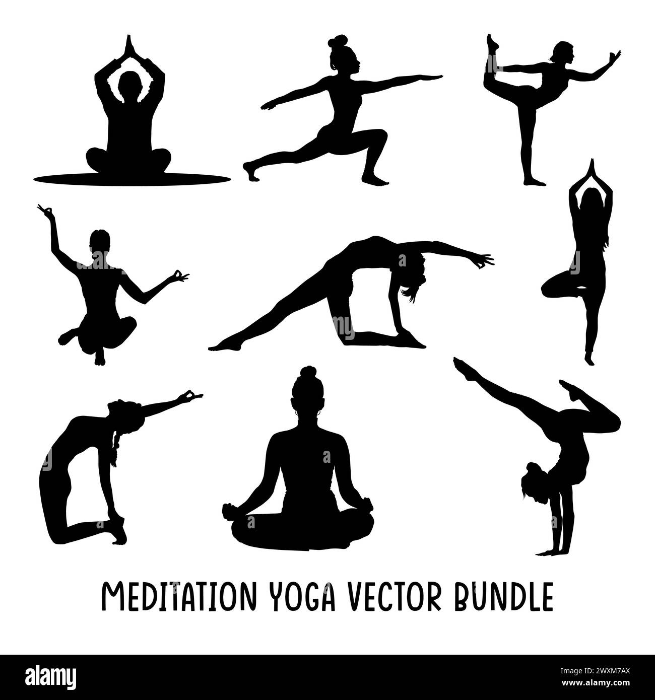 Silhouettes Of Women Doing Meditation And Yoga Poses Group Of Women Silhouettes Of Women Doing Meditation And Yoga Poses Group Of Women