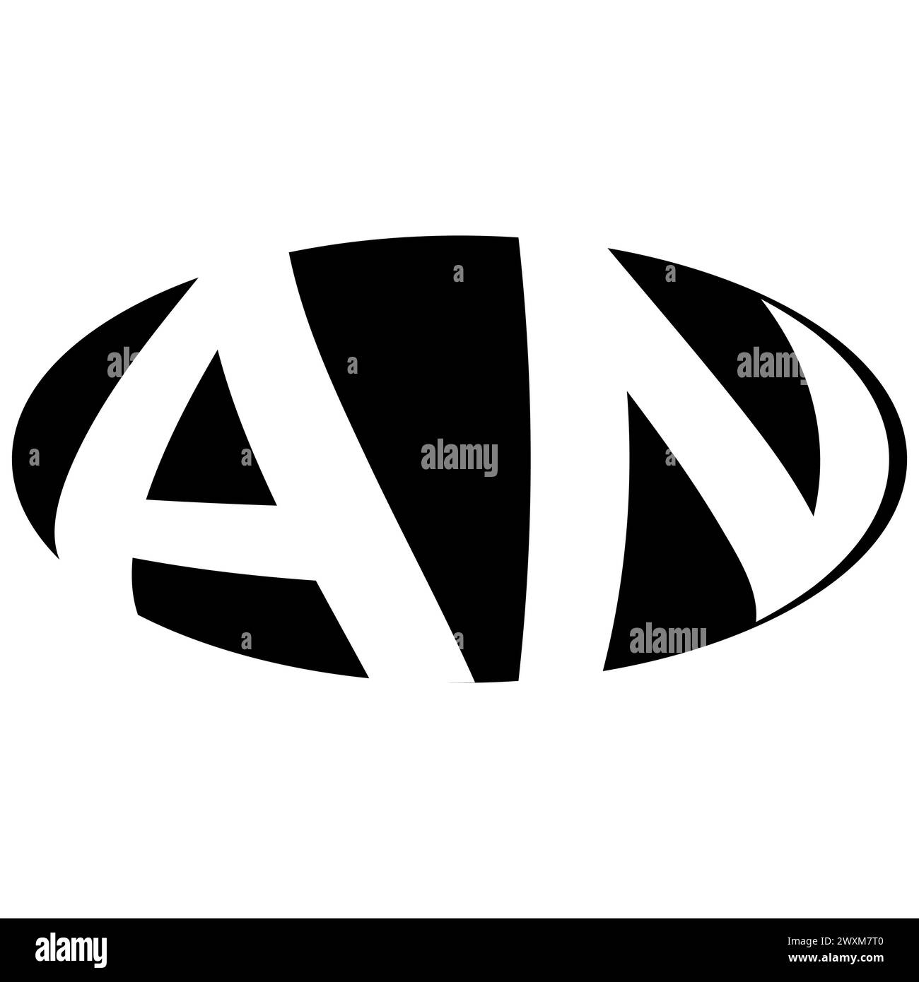 Oval logo double letter A, N two letters an na Stock Vector