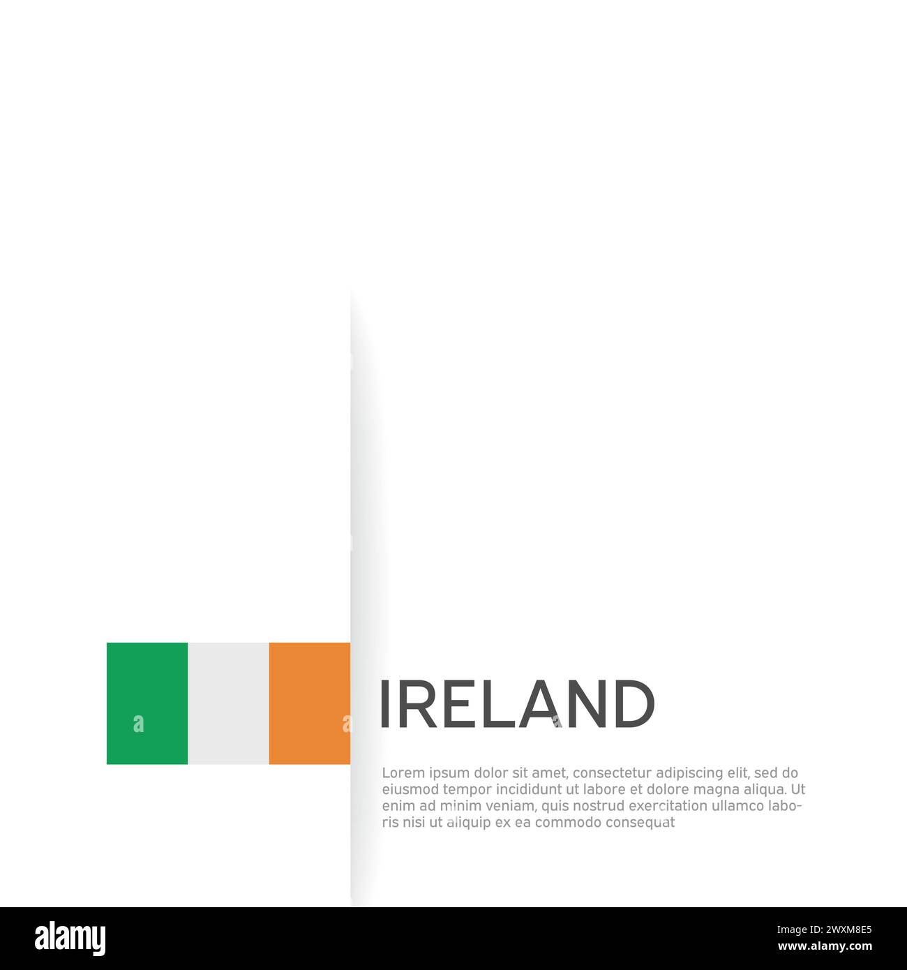 Republic of ireland flag background. State patriotic irish banner, cover. Document template with ireland flag on white background. National poster Stock Vector