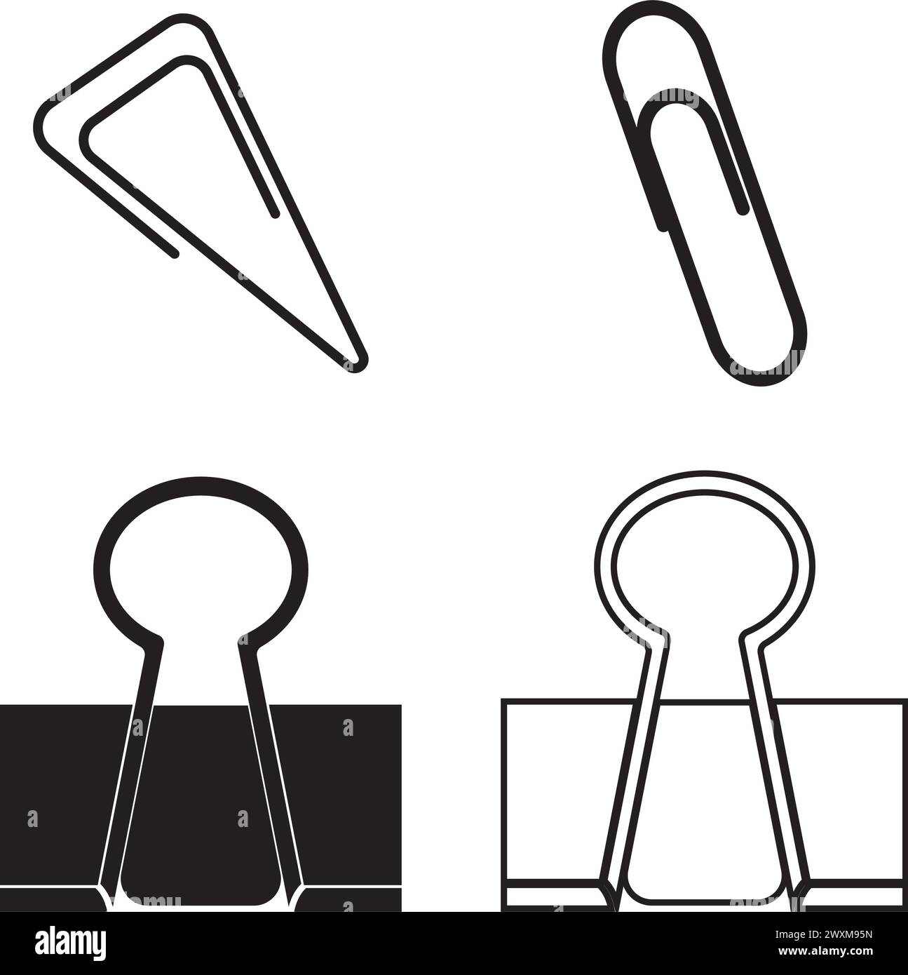 Paper clip icon vector illustration logo design Stock Vector