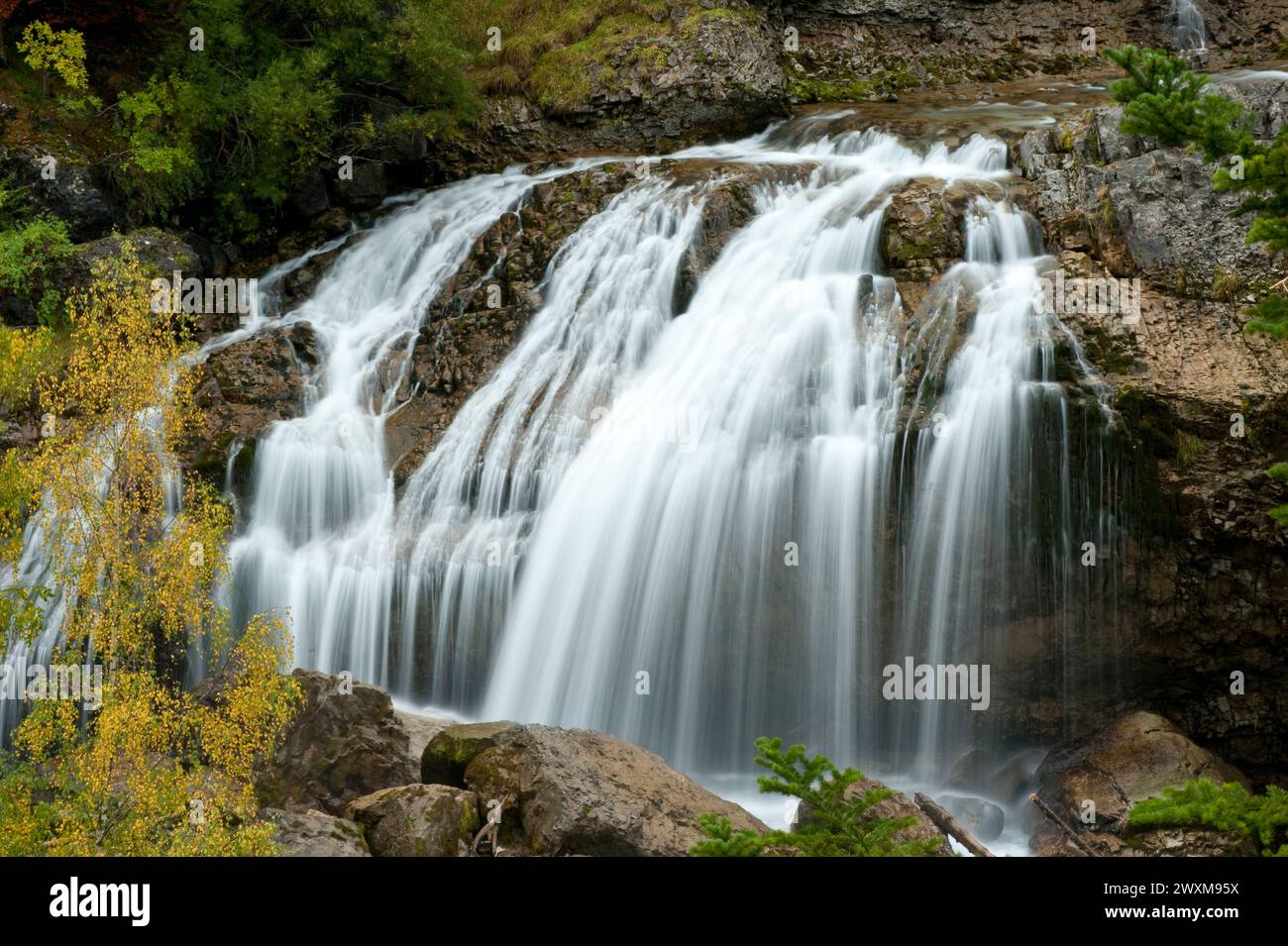 Waterfalls on River Arazas,Huesca Pyrenees, Ordesa National Park, Aragon, Spain, Europe Stock Photo