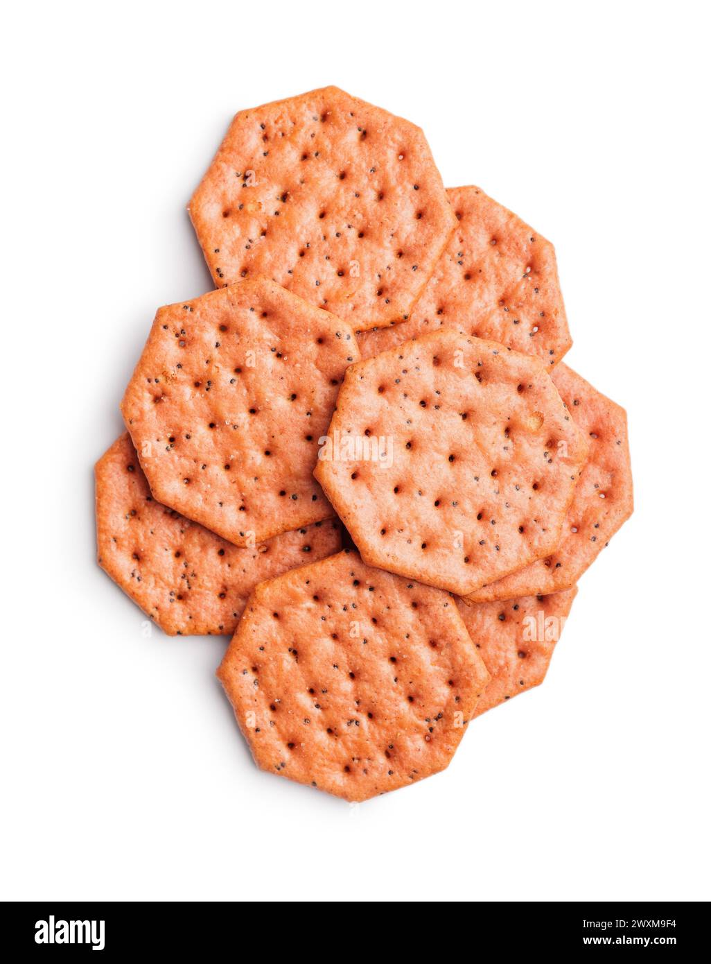 Salted crackers isolated on a white background. Stock Photo