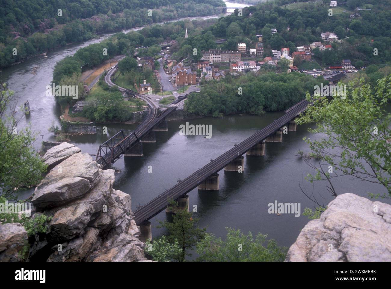 C&O Canal from a cliff. Stock Photo