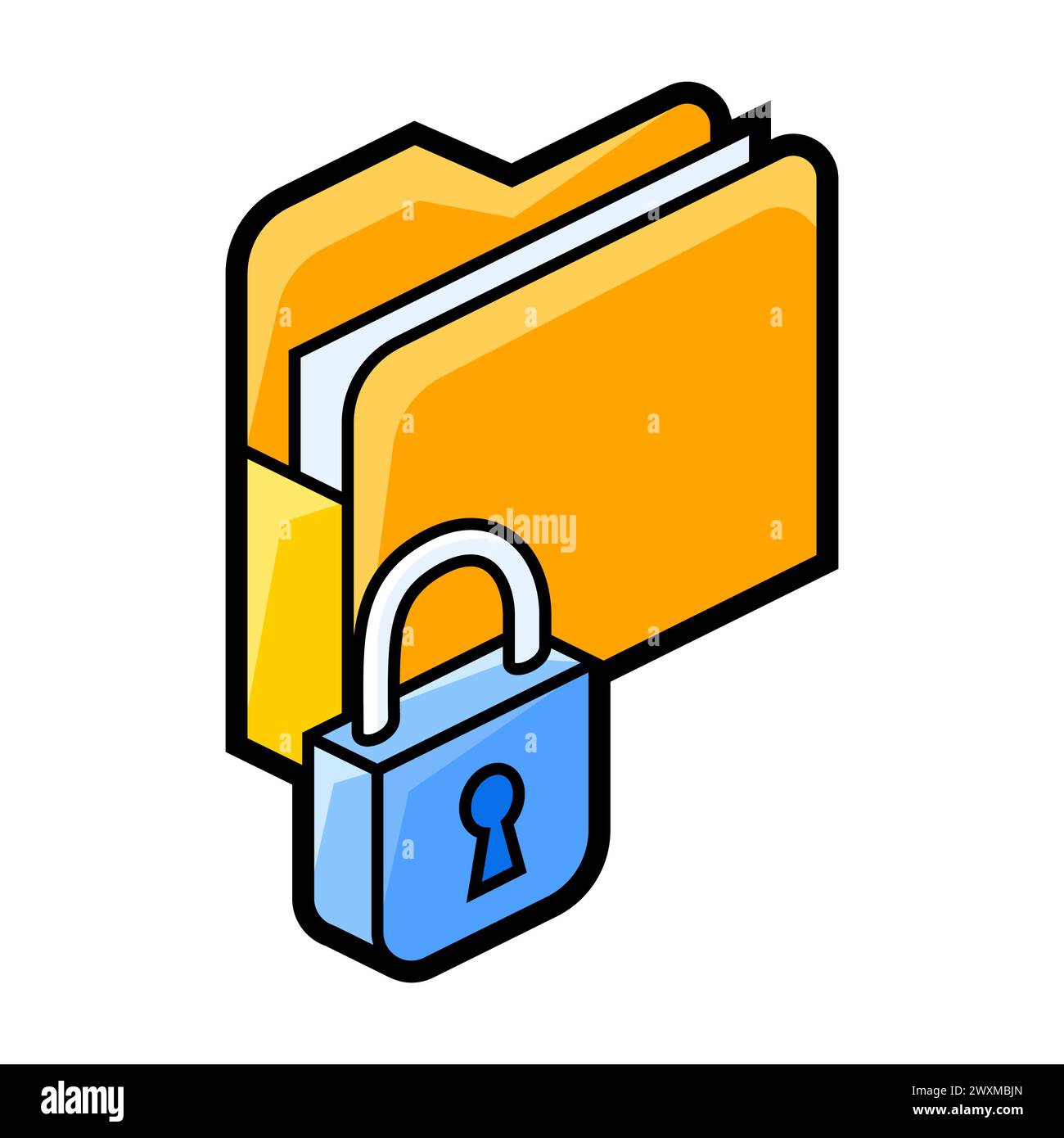 Folder lock icon in isometry. Image for website, app, logo, UI design ...
