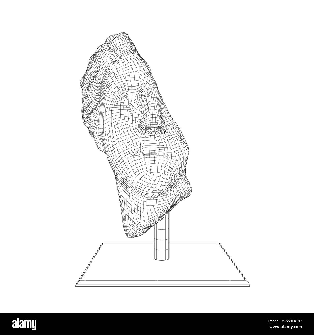 Antique ancient Greek sculpture. Wireframe sculpture of half a head 3D. Vector illustration. Stock Vector
