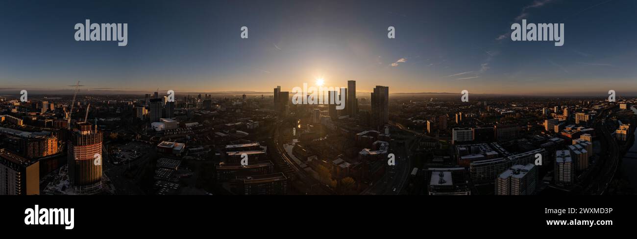 Sunrise over the Deansgate Square, Manchester, UK Stock Photo