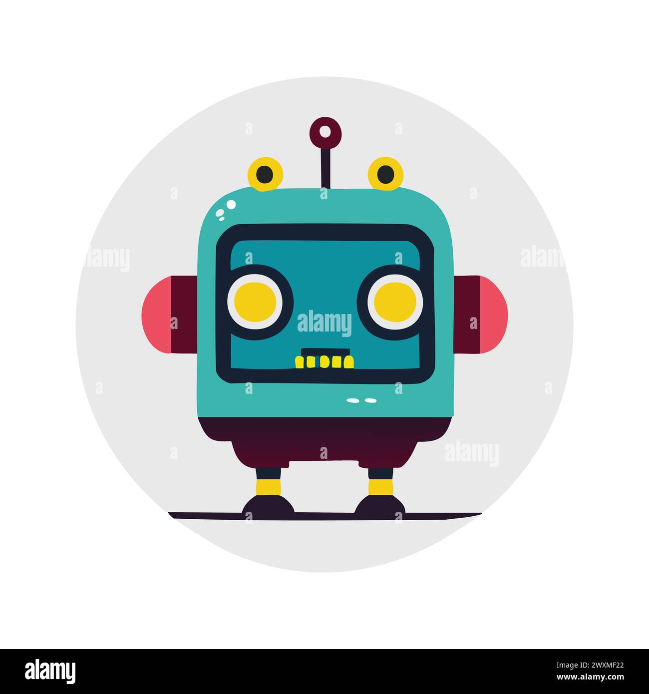 Robot flat icon. Vector illustration. Robotic cyborg technology element. Stock Vector