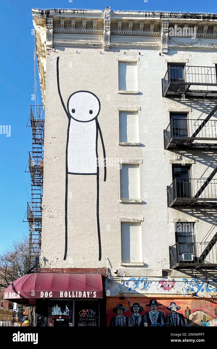 New York, USA. 30th Mar, 2023. Stik Liberty mural at Tompkins Square Park. New York buildings and architecture. Credit: nidpor/Alamy Live News Stock Photo