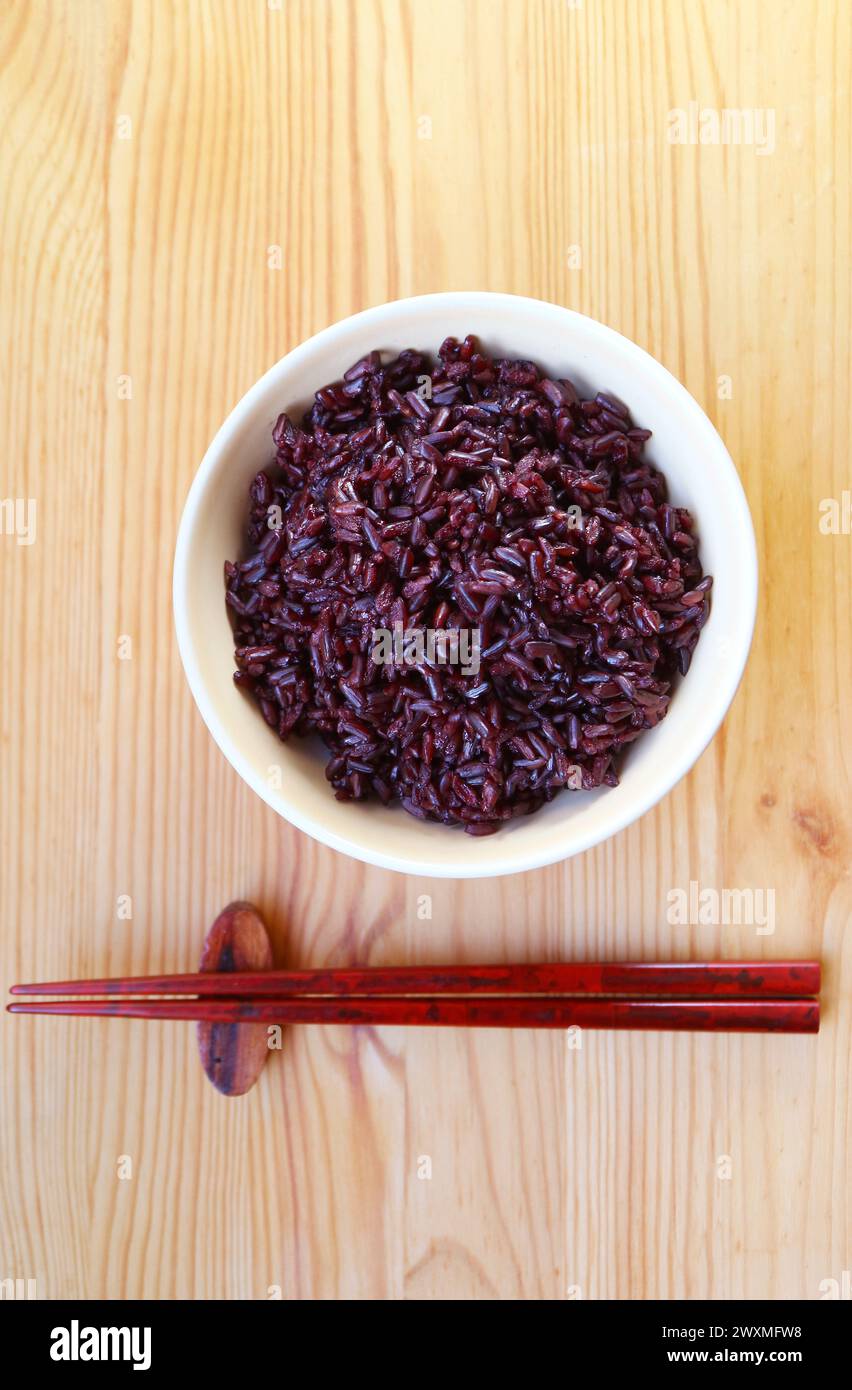 Freshly Cooked Aromatic Riceberry Rice, a Medium to Low Glycemic Index ...