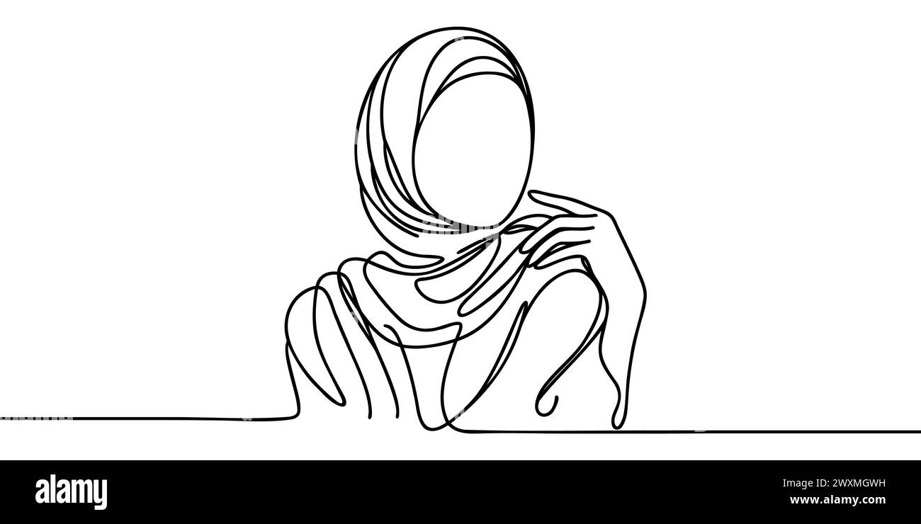 One solid line depicts a woman in a hijab Stock Vector Image & Art - Alamy