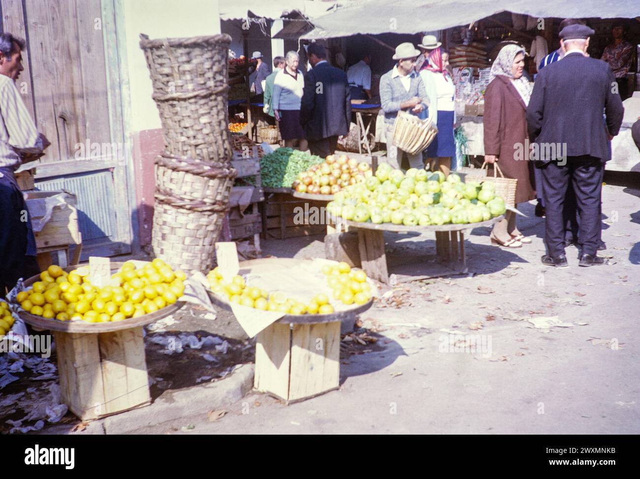 Fruit on sale at street market, Yalova, Turkey 1974 Stock Photo