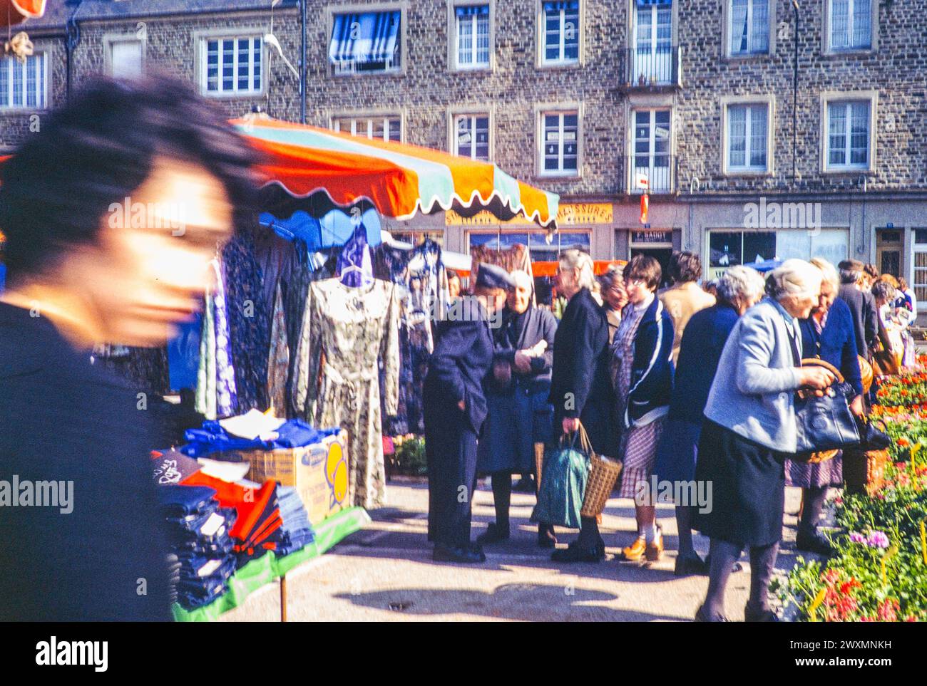 Market at St Hilaire du Harcouet, Normandy, France  1979 Stock Photo