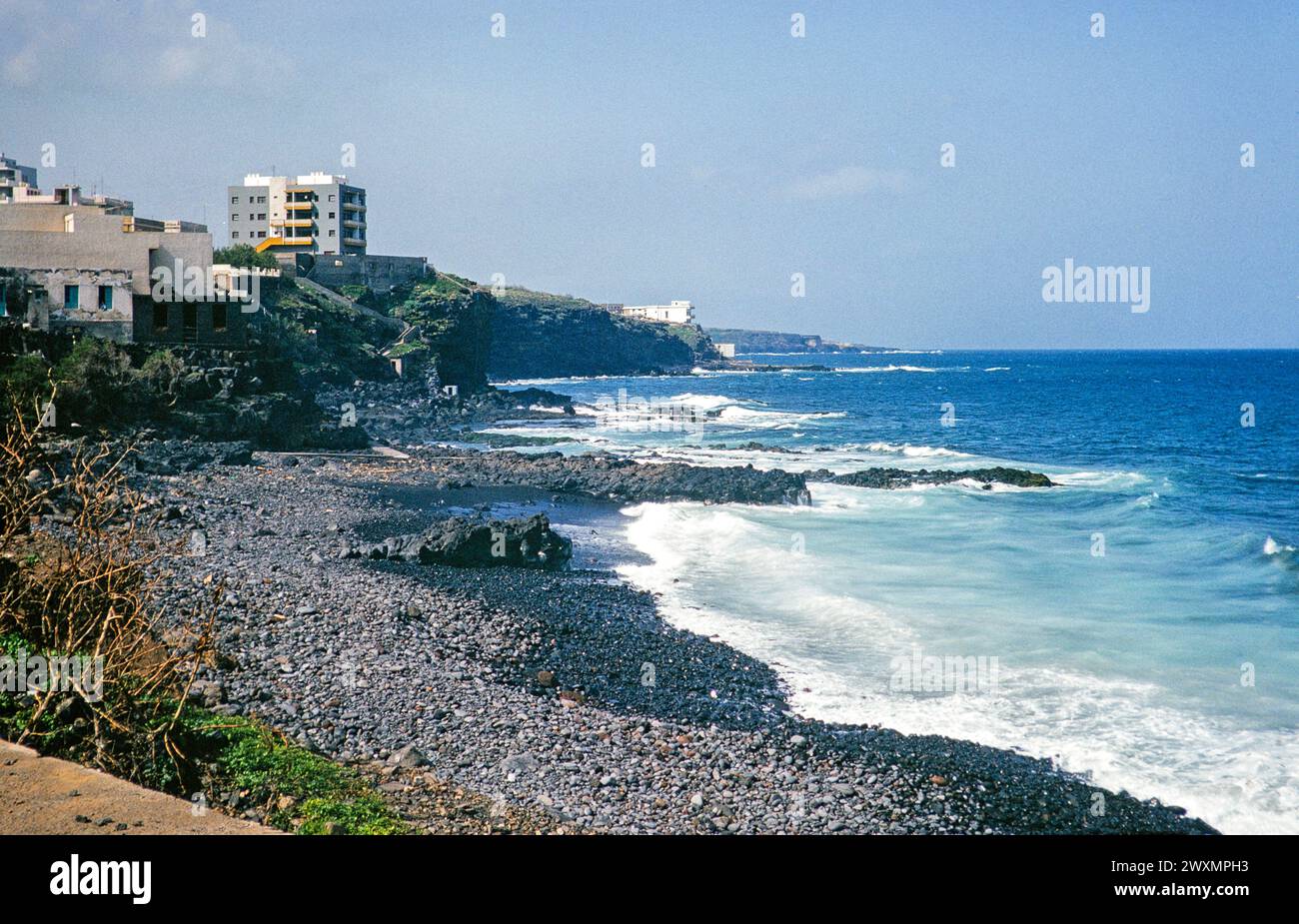 Beach at Bajamar, Tenerife, Canary islands, Spain  1976 Stock Photo