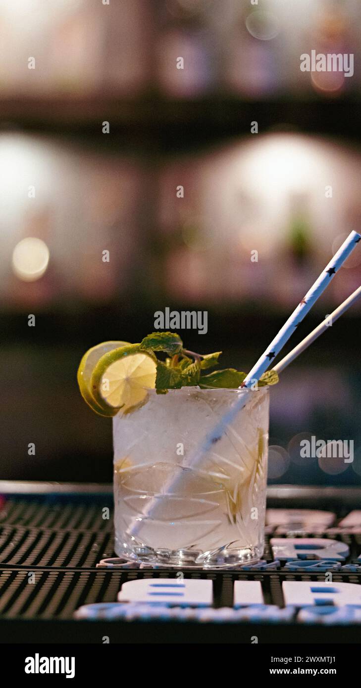 Lemon Cocktail with lemon slice on glass rim, Alcoholic Drink, Pune ...