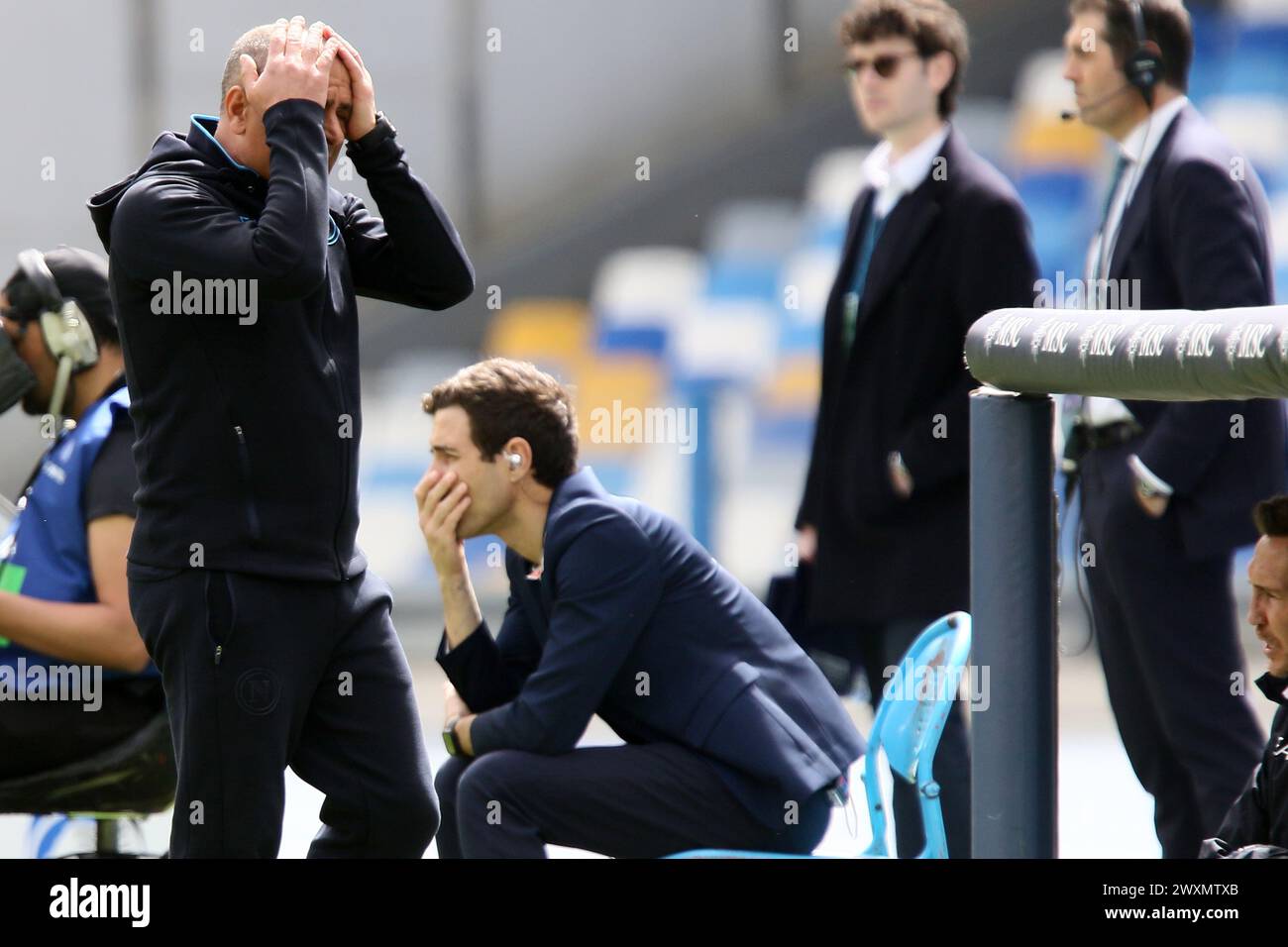Francesco Calzona, head coach of Ssc Napoli looks dejected during the