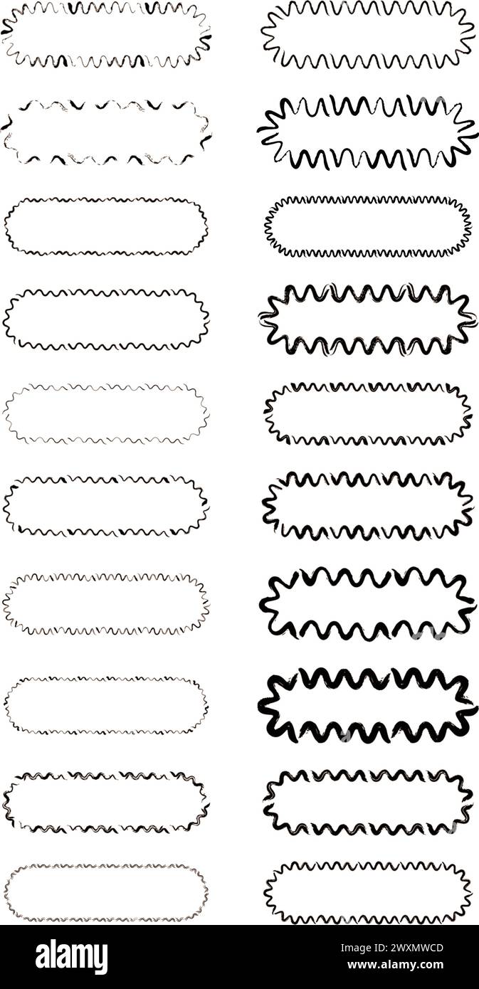 Grunge frame rectangle wave outline elongated texture element border ...