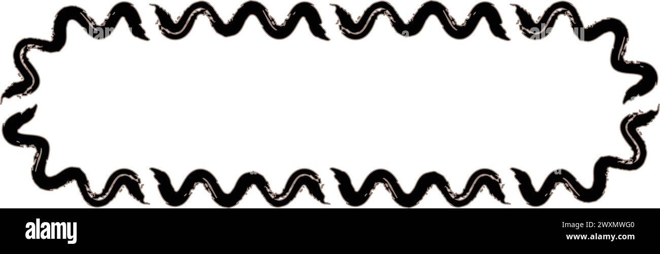 Grunge frame rectangle wave outline elongated texture element border ...