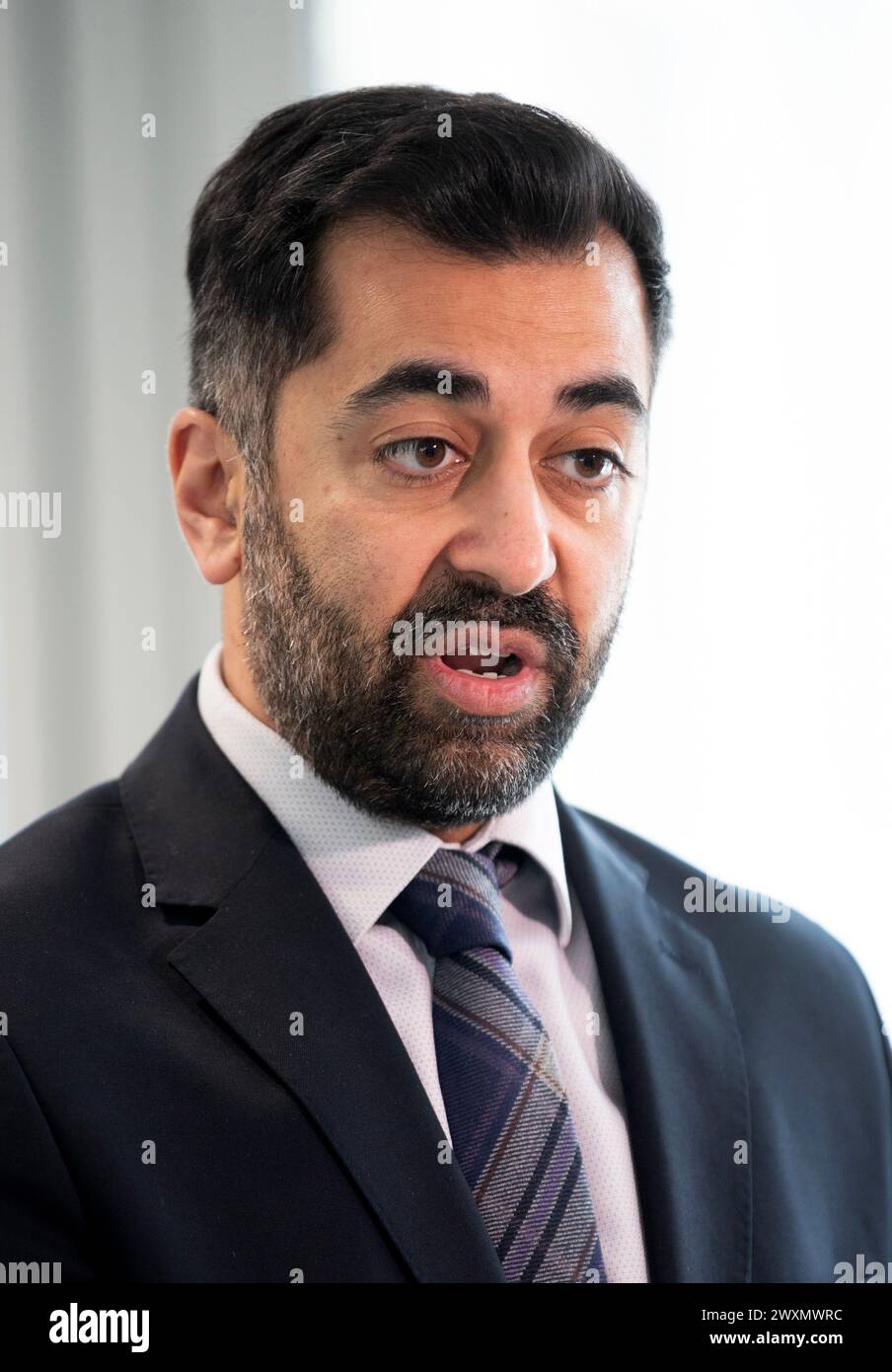 First Minister of Scotland Humza Yousaf during a visit to visit the
