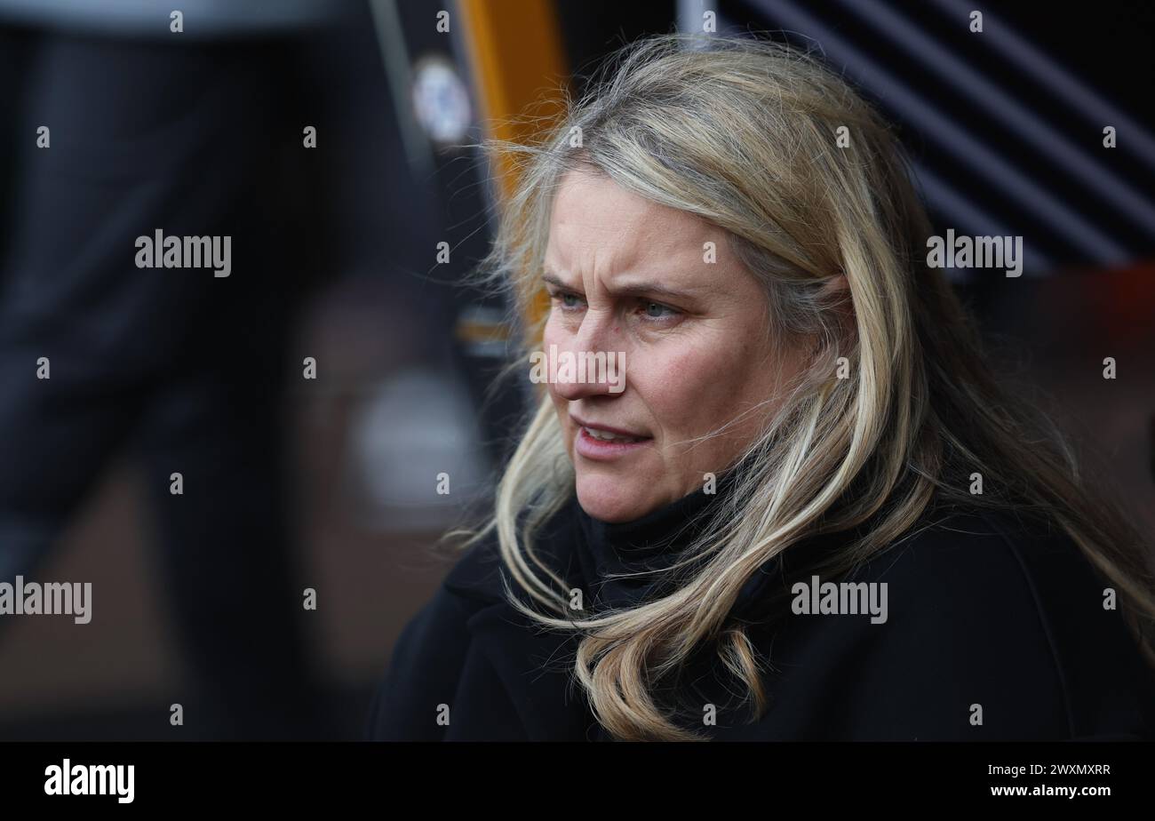 Wolverhampton, UK. 31st Mar, 2024. Emma Hayes, Manager of Chelsea looks on prior to the The FA Women's Continental League Cup match at Molineux, Wolverhampton. Picture credit should read: Cameron Smith/Sportimage Credit: Sportimage Ltd/Alamy Live News Stock Photo