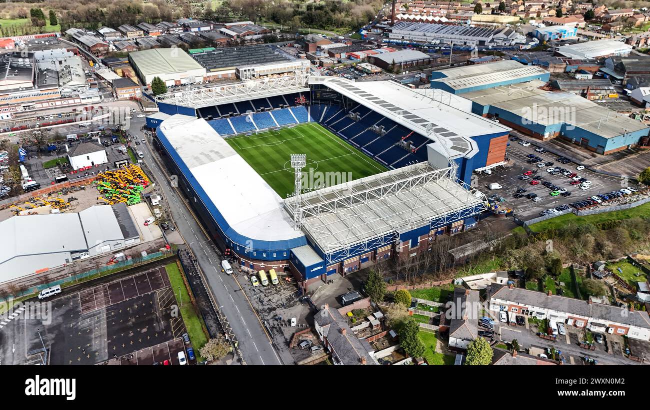 An aerial view of The Hawthorns ahead of the Sky Bet Championship match between West Bromwich Albion and Watford. Picture date: Monday April 1, 2024. Stock Photo