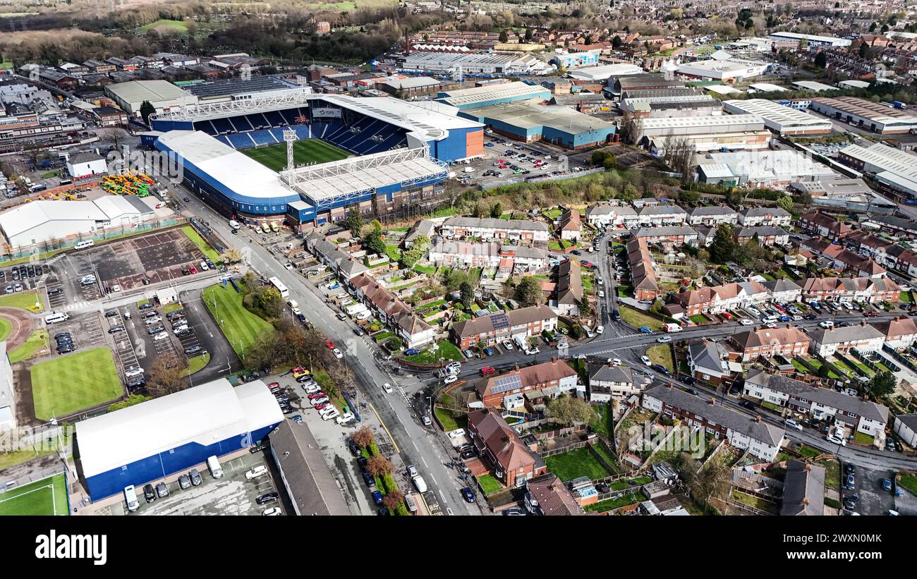 An aerial view of The Hawthorns ahead of the Sky Bet Championship match between West Bromwich Albion and Watford. Picture date: Monday April 1, 2024. Stock Photo