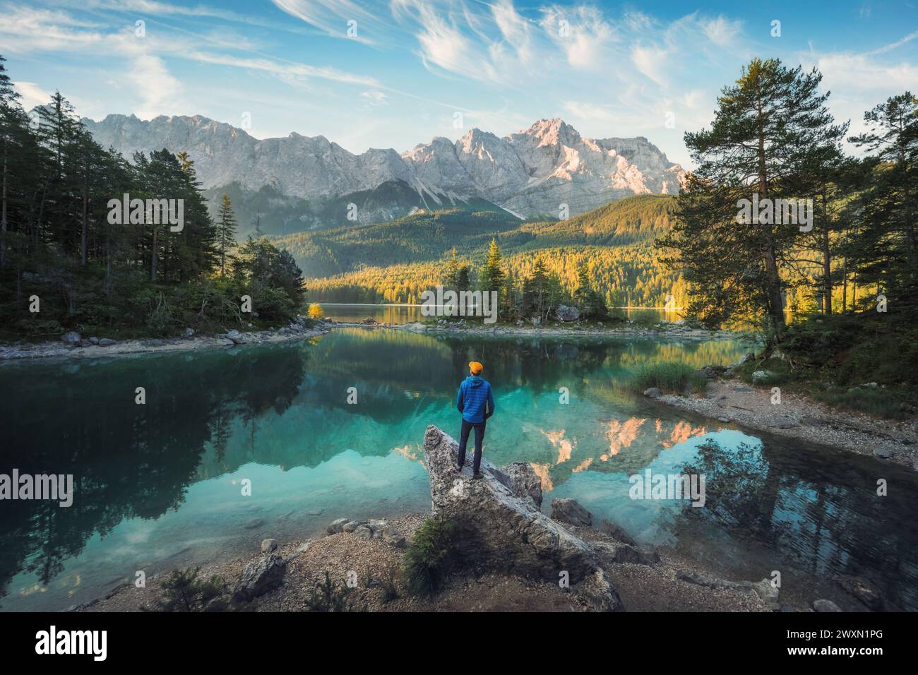 Zugspitze reflecting in eibsee hi-res stock photography and images - Alamy