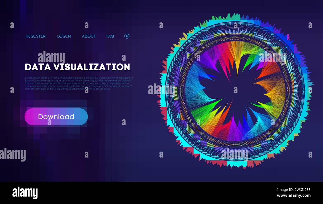 Colorful data wheel Infographic on Dark Background. Data visualization ...