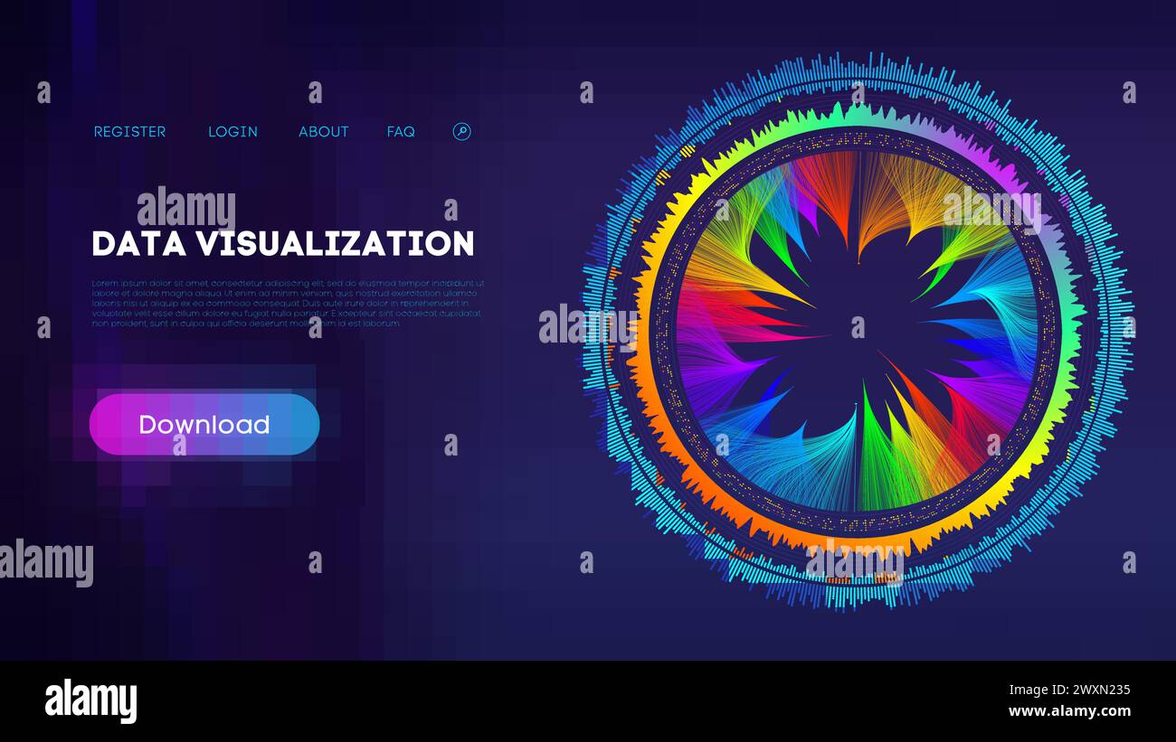 Colorful data wheel Infographic on Dark Background. Data visualization ...
