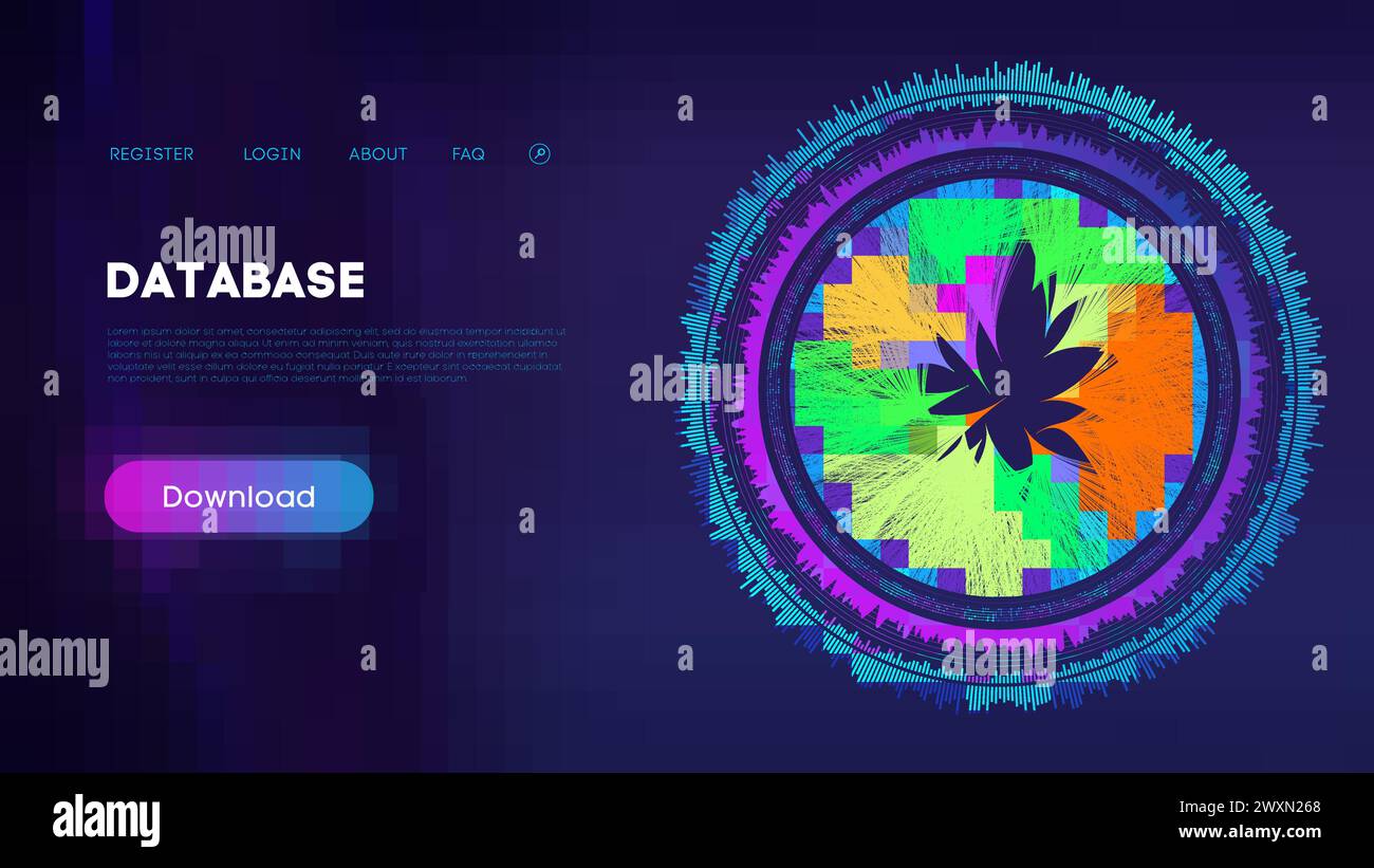 Vibrant Database Wheel Chart on Ultraviolet Background Stock Vector ...