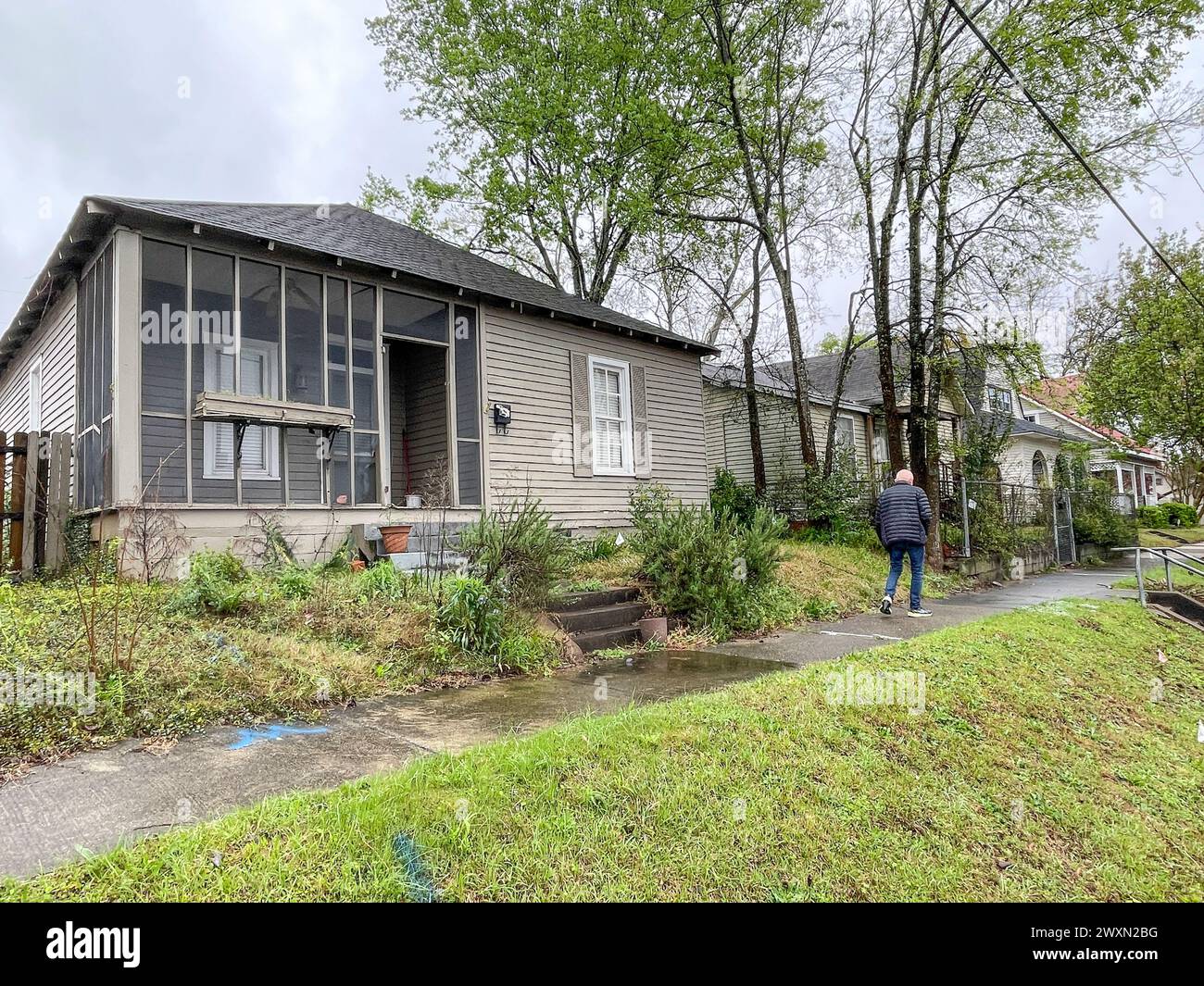 Ruined Mill Houses across from Bibb City Mill (closed in 1998) , Columbus, Georgia, USA Stock Photo